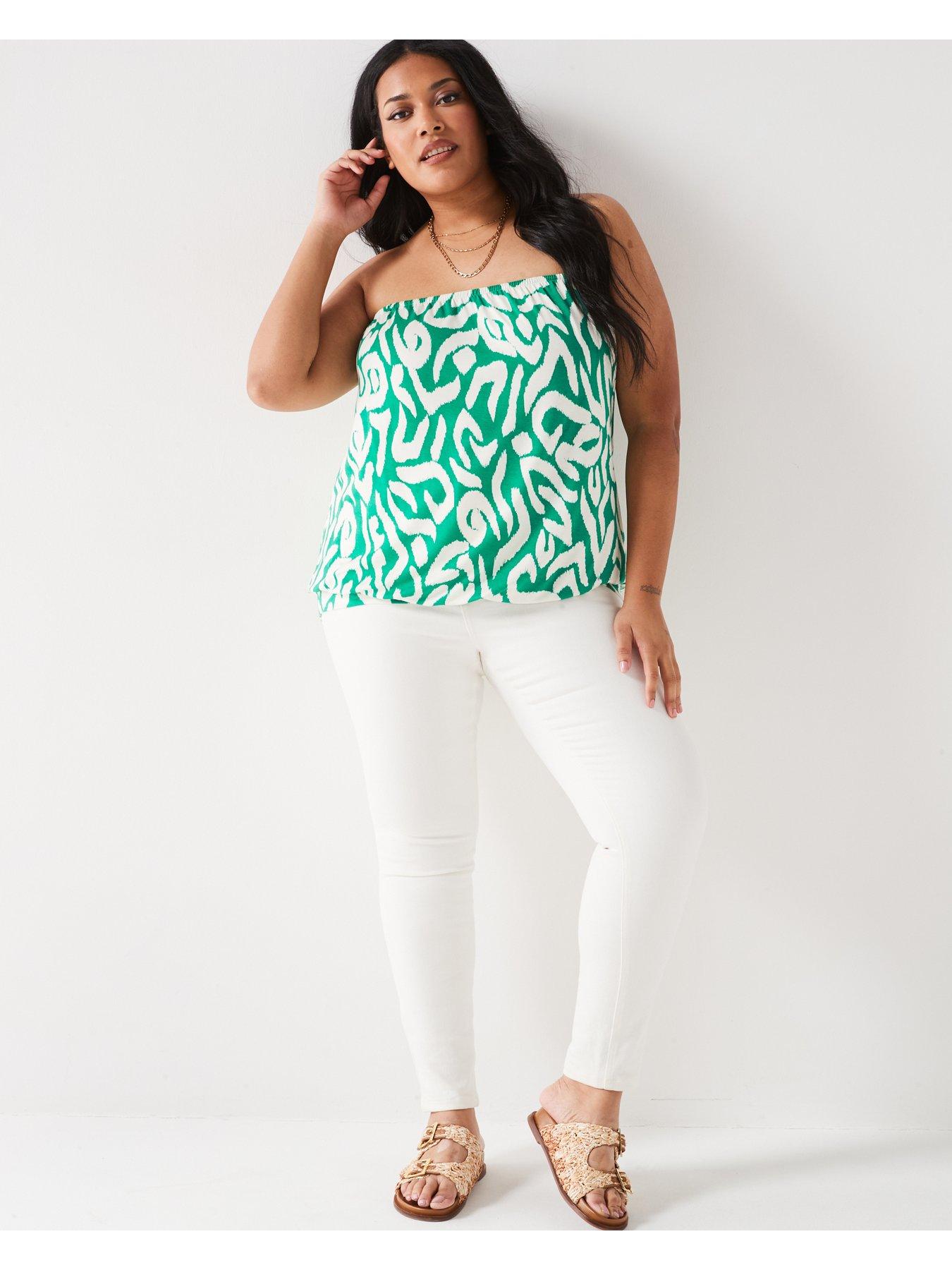 Image 3 of 5 of V by Very Curve Bandeau Banded Hem Top - Print