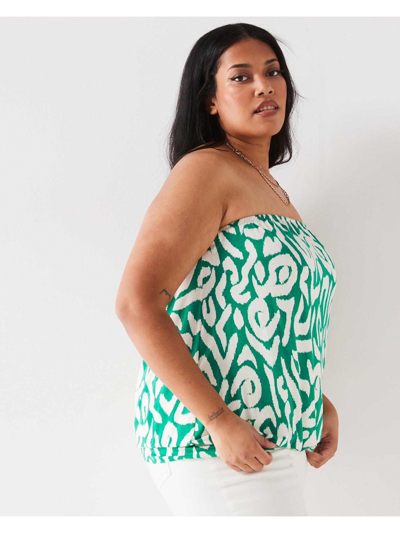 Image 4 of 5 of V by Very Curve Bandeau Banded Hem Top - Print