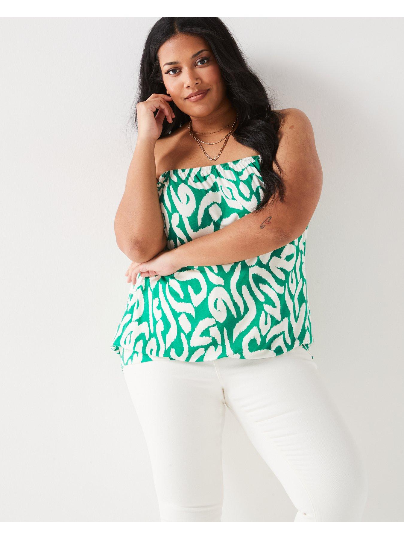 Image 5 of 5 of V by Very Curve Bandeau Banded Hem Top - Print