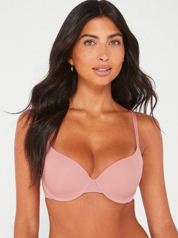 Black Hot Pink lace underwire push-up Bra- satin bow detail - Size