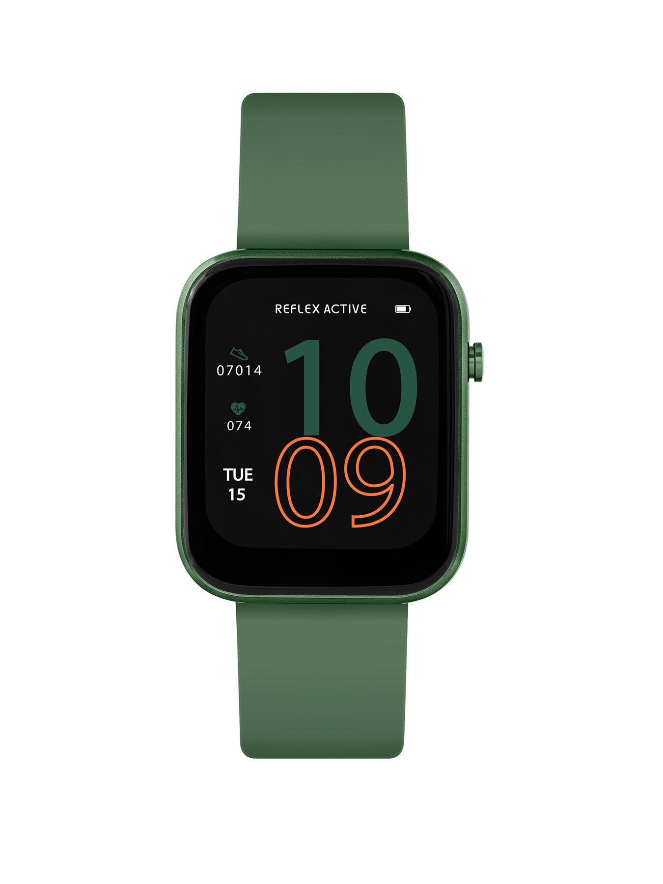 Product photograph of Reflex Active Series 12 Dark Green Strap Smart Watch from very.co.uk