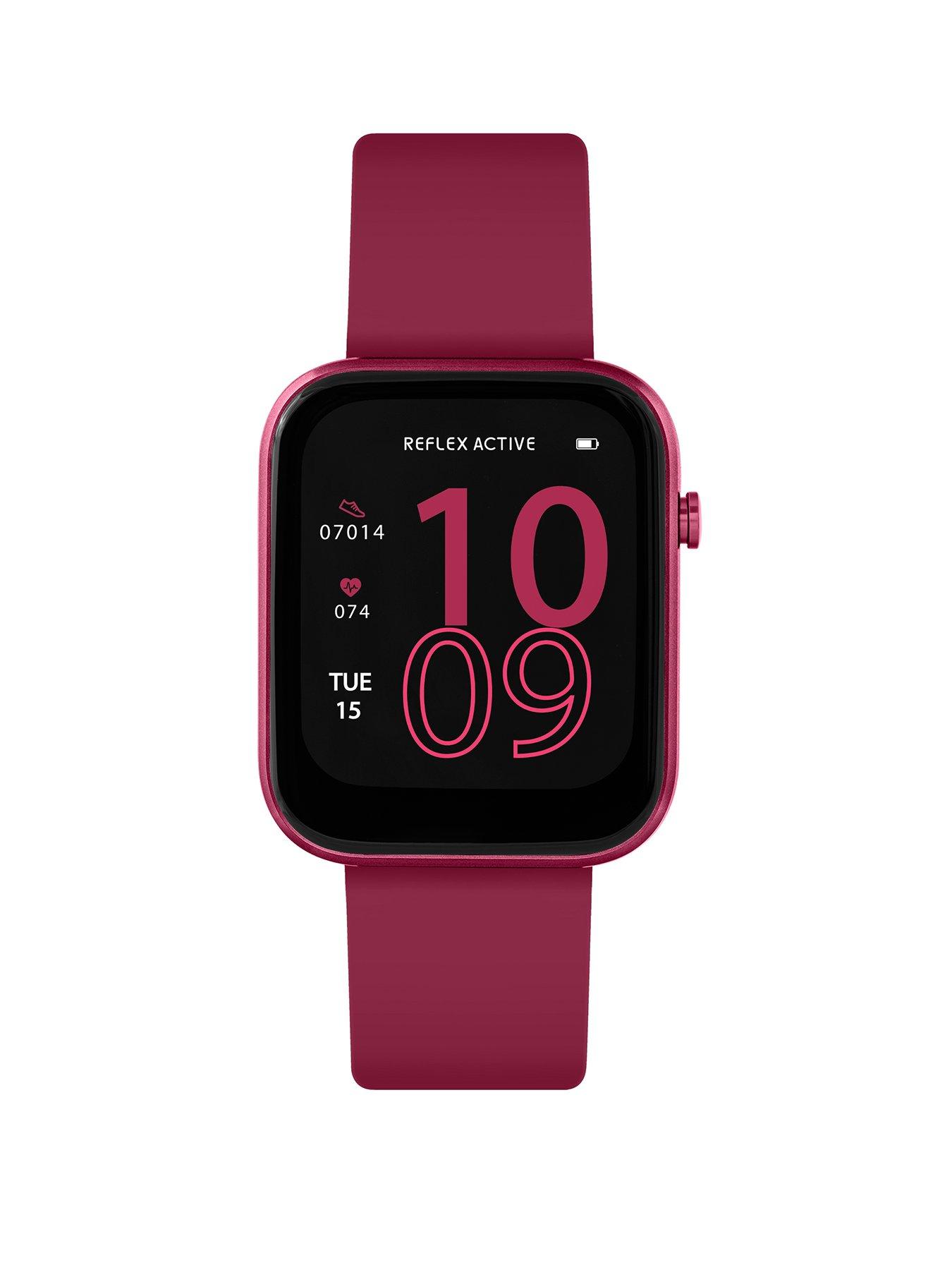 Product photograph of Reflex Active Series 12 Berry Strap Smart Watch from very.co.uk