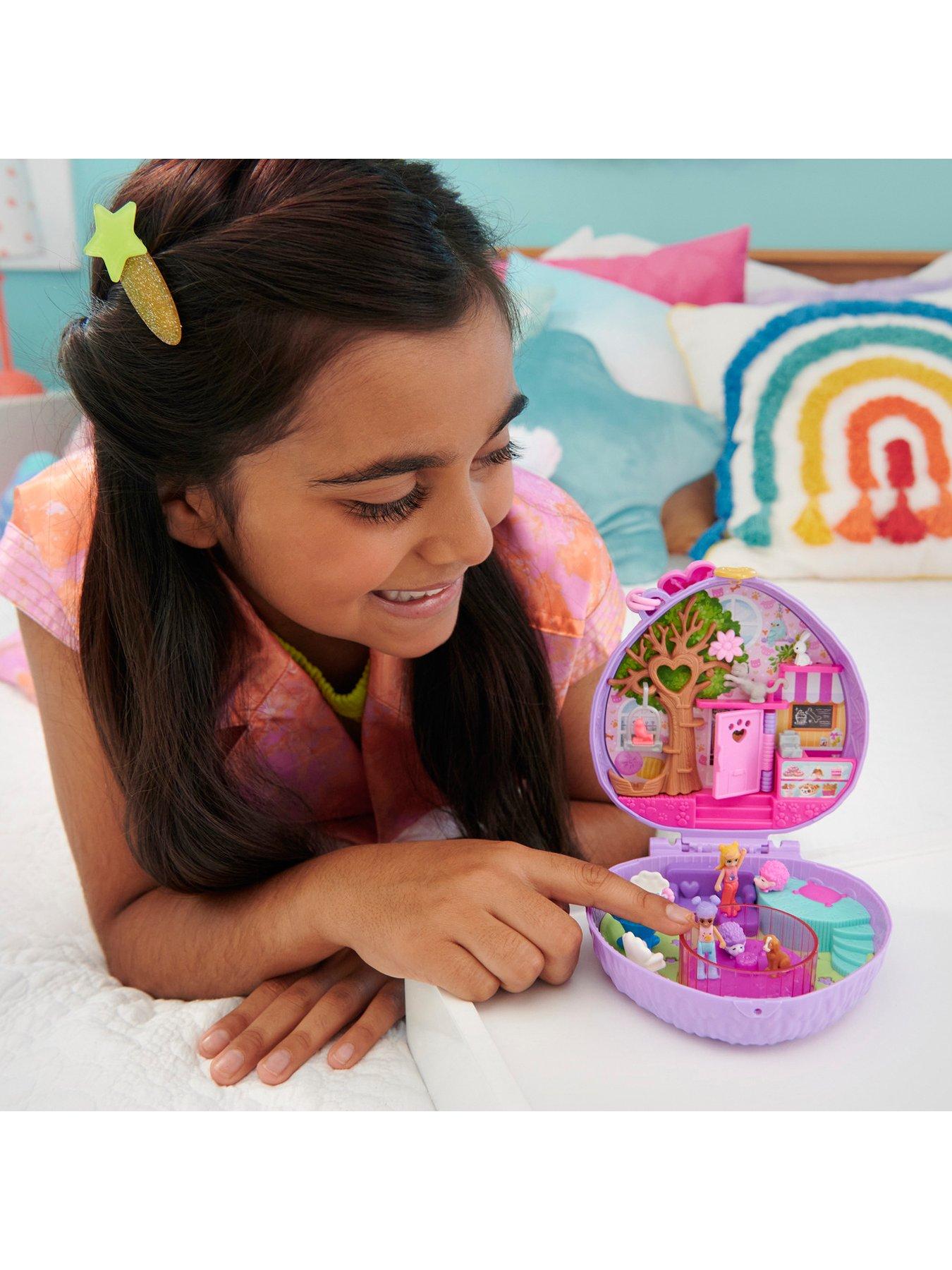 Polly Pocket 2-in-1 Spin 'n Surprise Playground, Travel Toy with 2 Micro  Dolls and 25 Accessories 