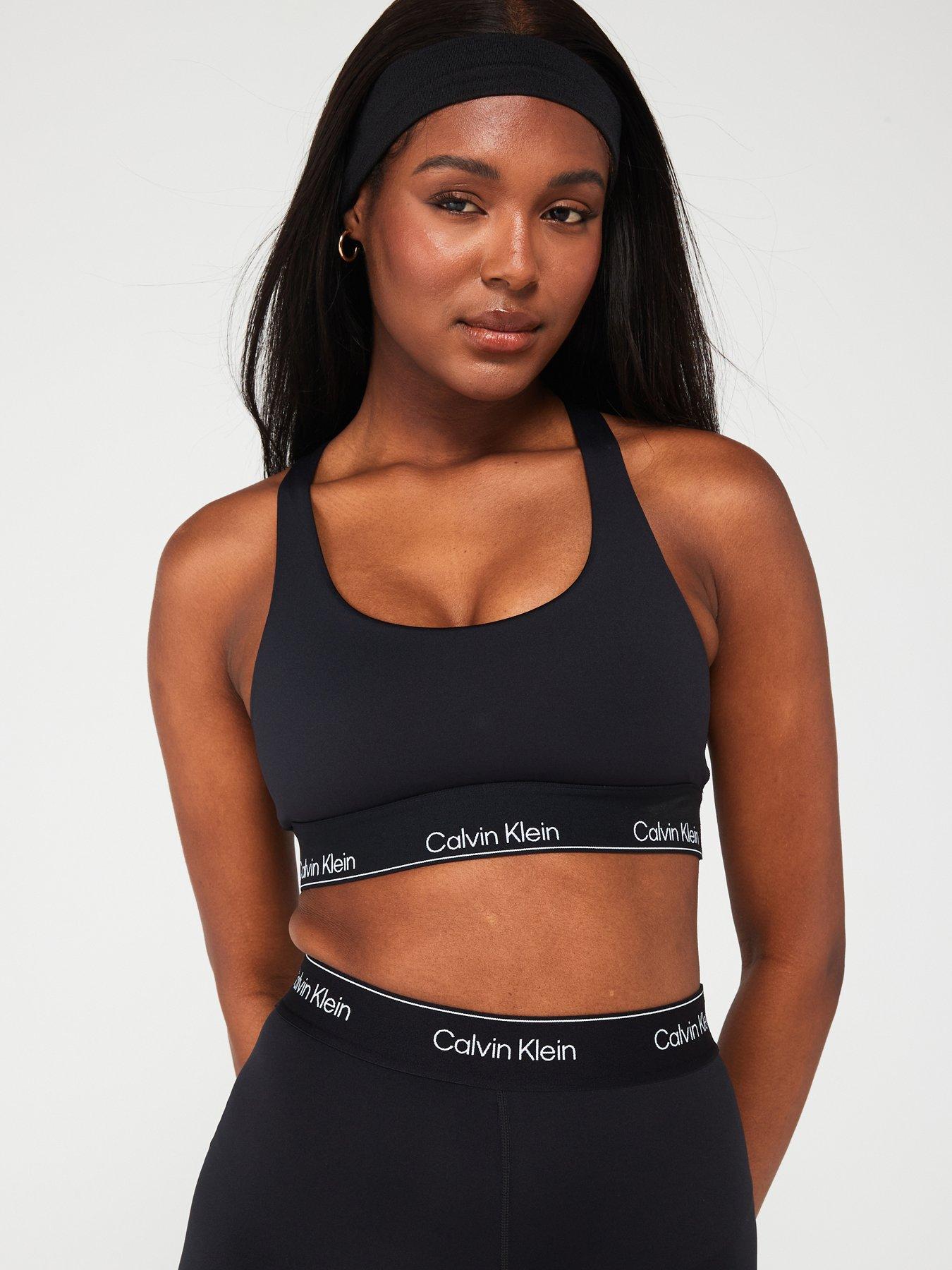 Calvin Klein Womens Seamless Ribbed Medium Impact Sports Bra 