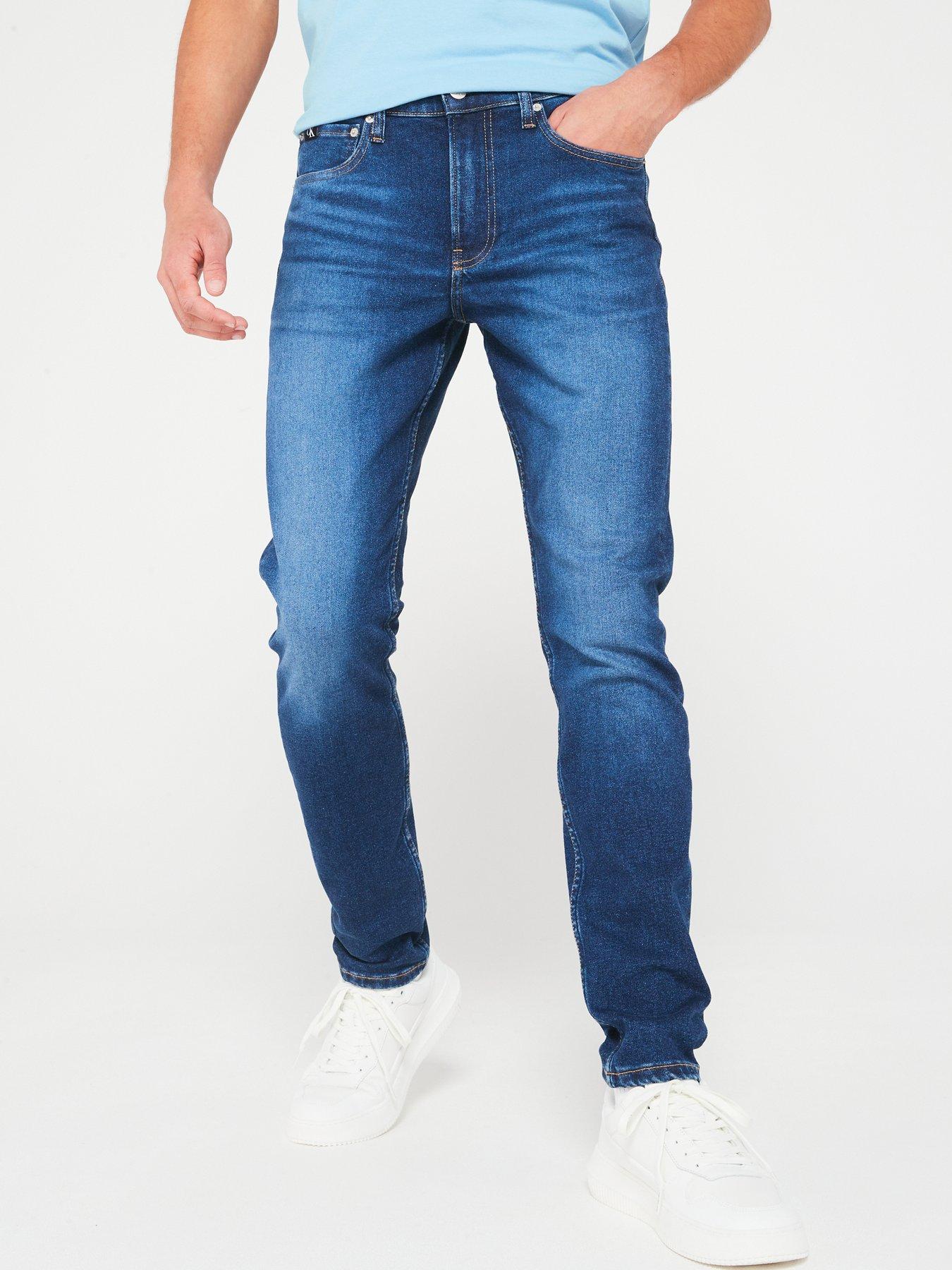 Calvin Klein Jeans SLIM TAPER - Slim fit jeans - dark blue/dark-blue denim  