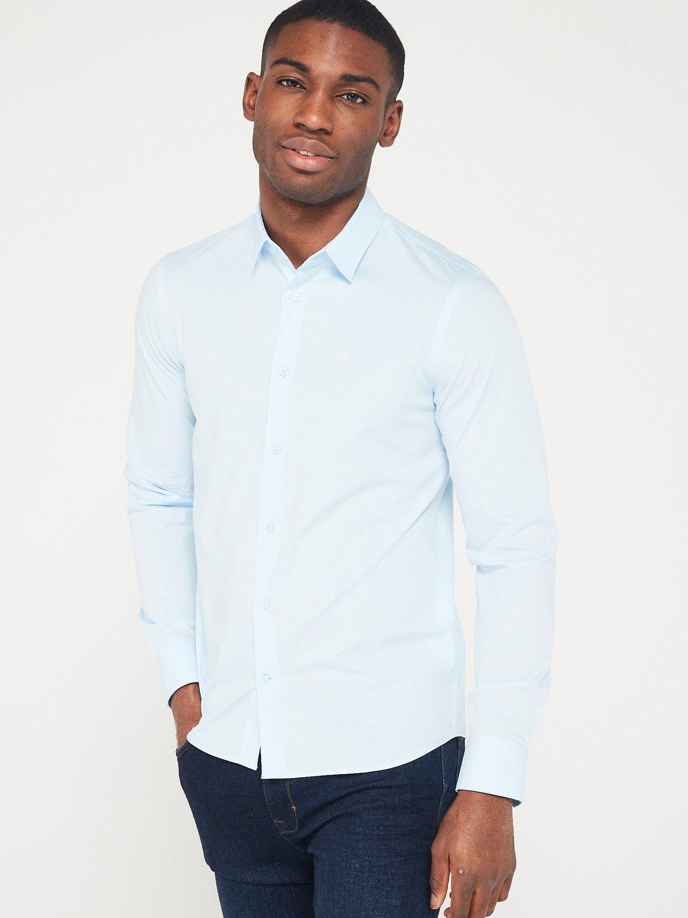 Calvin Klein Poplin Stretch Slim Shirt Light Blue Very