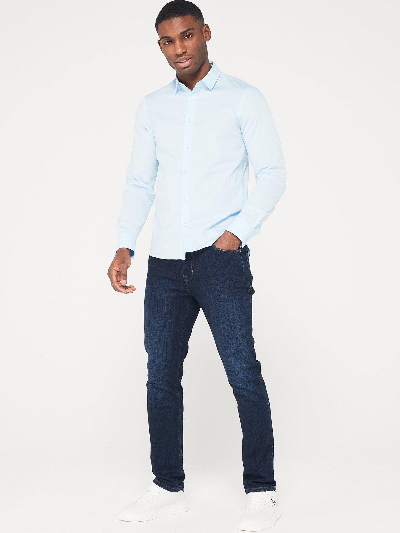 Calvin Klein Poplin Stretch Slim Shirt Light Blue Very