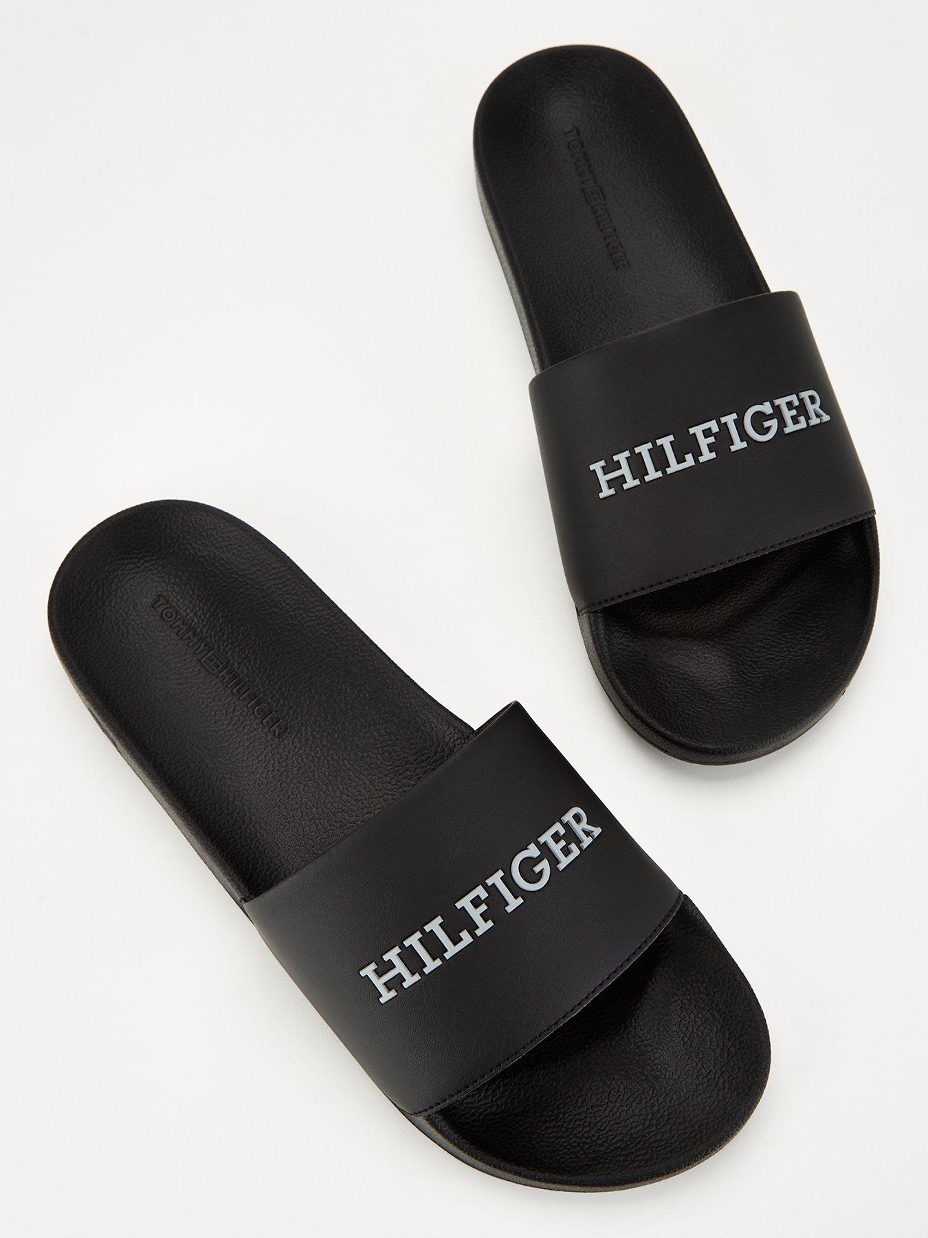 Black tommy hilfiger sliders best sale