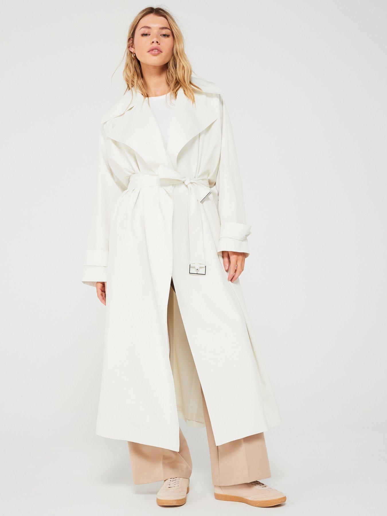 undefined Textured Trench Coat - Grey