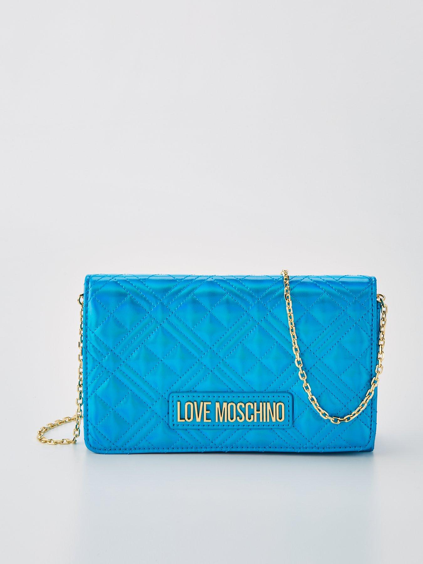 Quilted Chain Crossbody Bag Blue