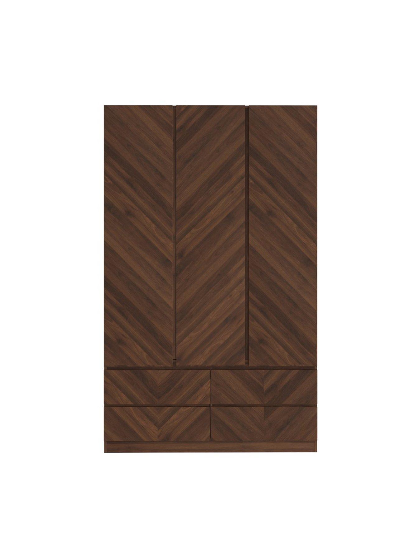 Image 3 of 5 of GFW Catania 4 Piece Package Deal - 3 Door, 4 Drawer Wardrobe, 4 Drawer Chest&nbsp;and 2 Bedside Chests -Walnut