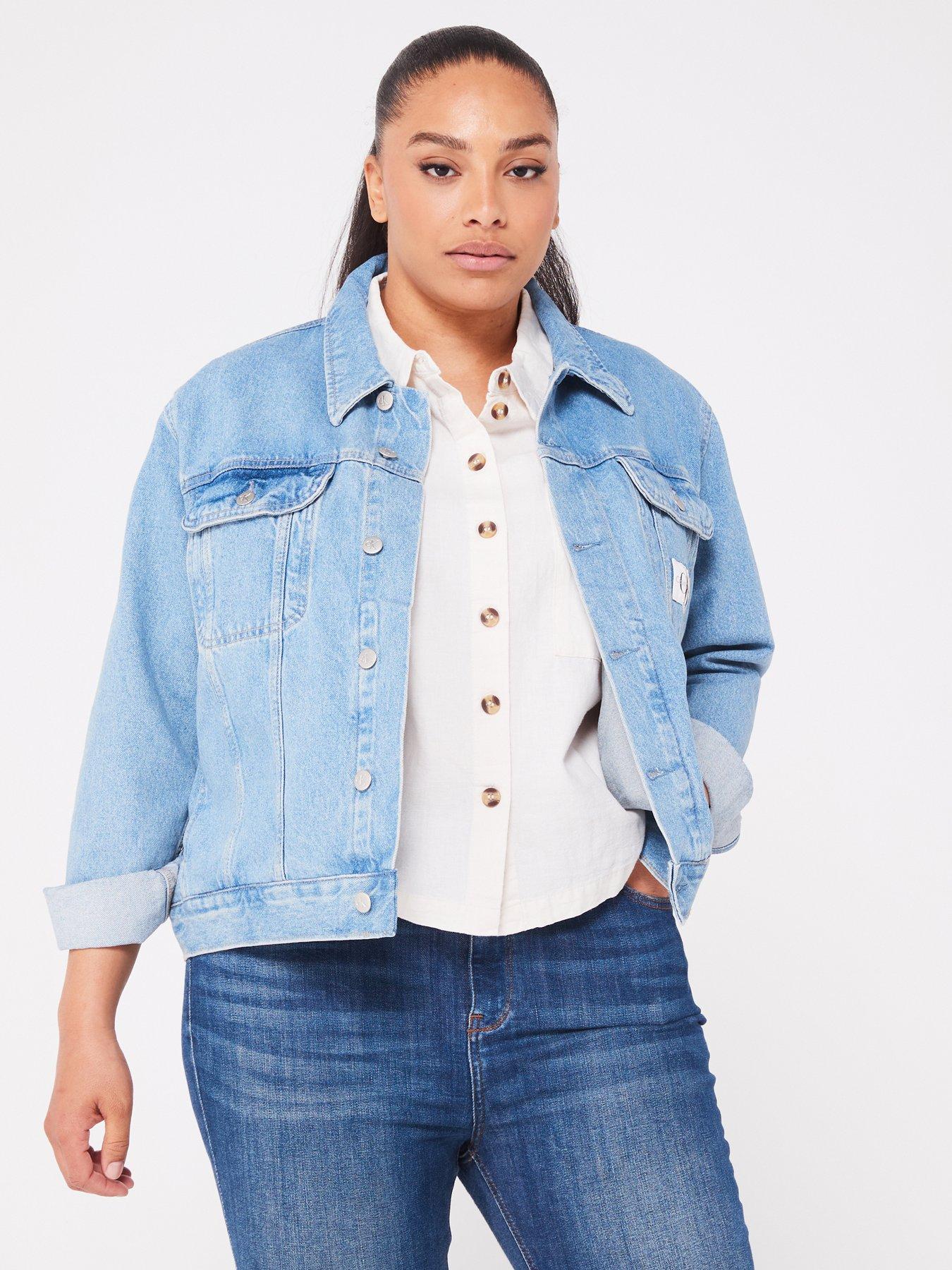 Calvin Klein Jeans Plus 90's Denim Jacket - Blue | Very.co.uk