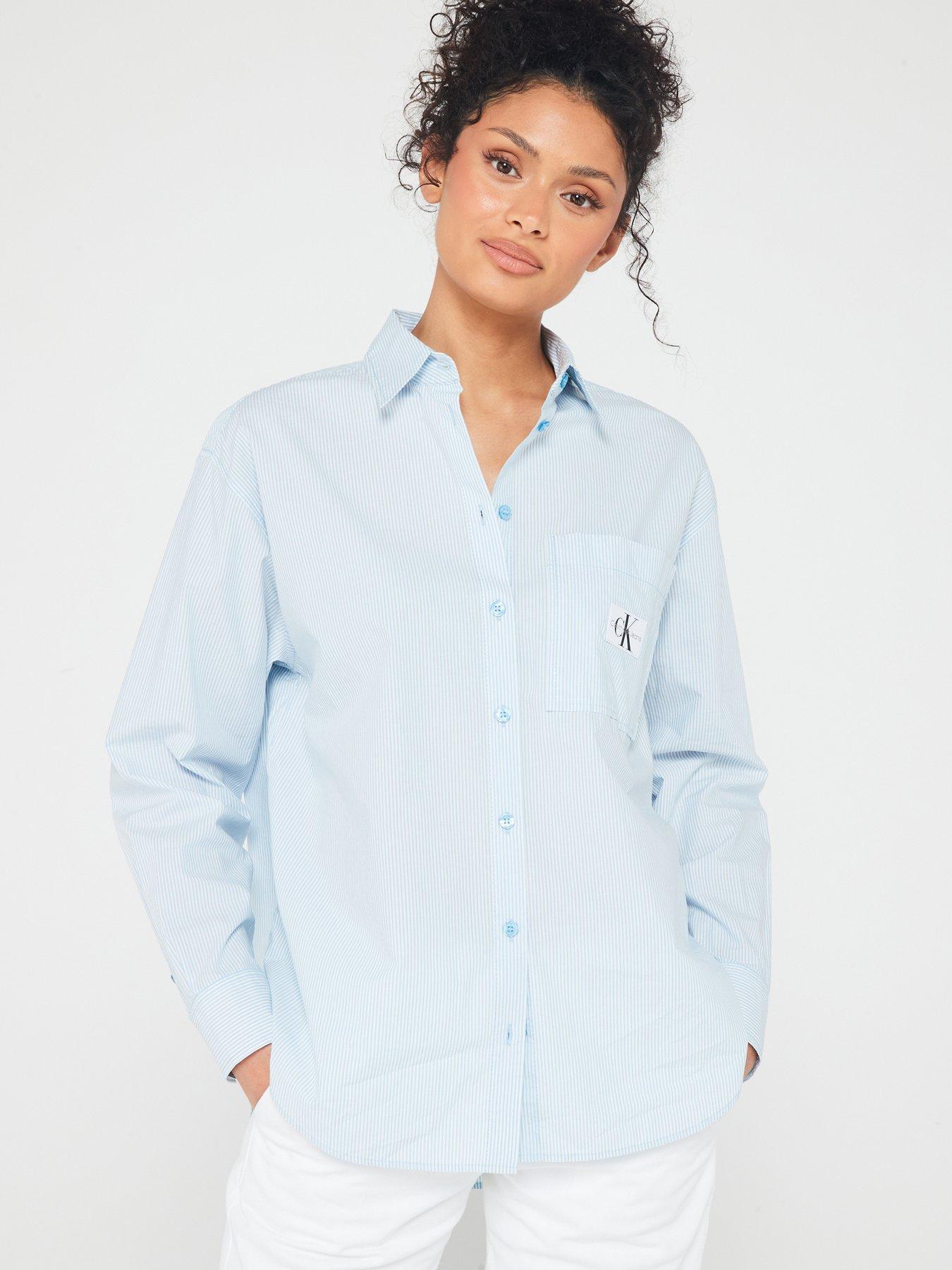 Calvin Klein Jeans Relaxed Pocket Logo Shirt - Blue | Very.co.uk