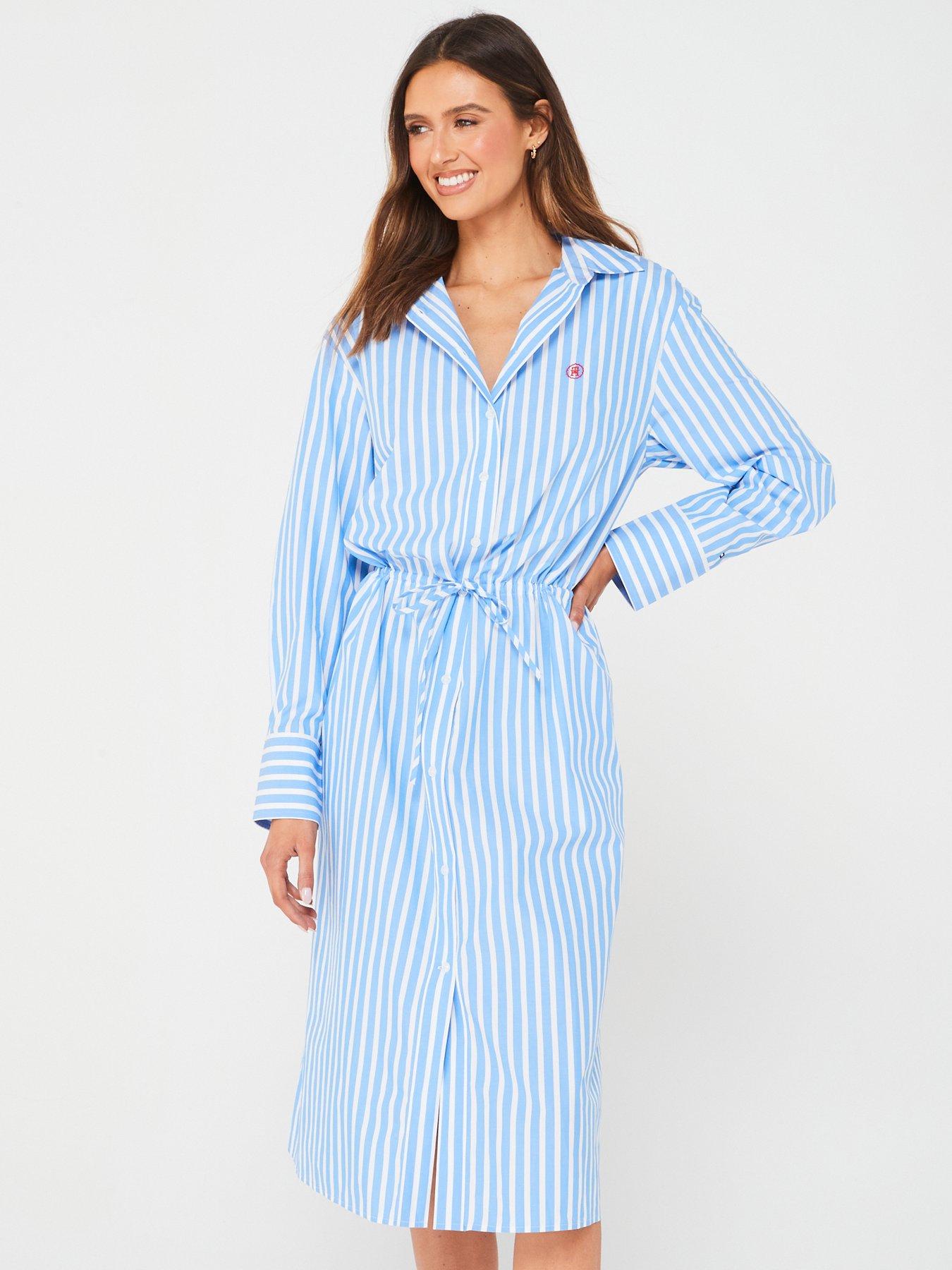 Image 3 of 4 of Tommy Hilfiger Midi Shirt Dress - Blue