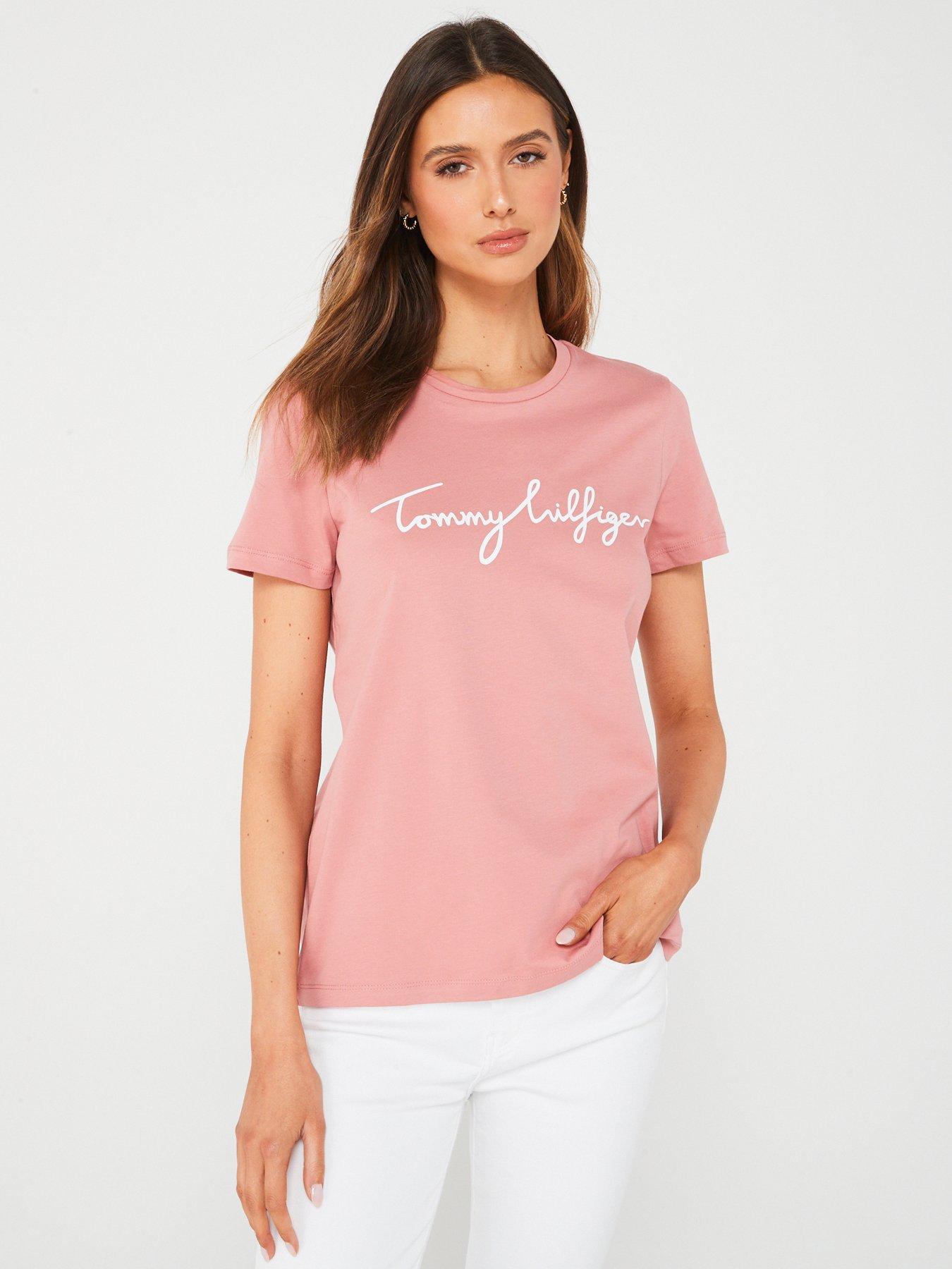tommy hilfiger signature logo t-shirt - pink