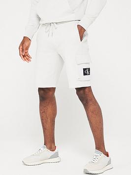 calvin klein jeans monologo badge shorts - light grey