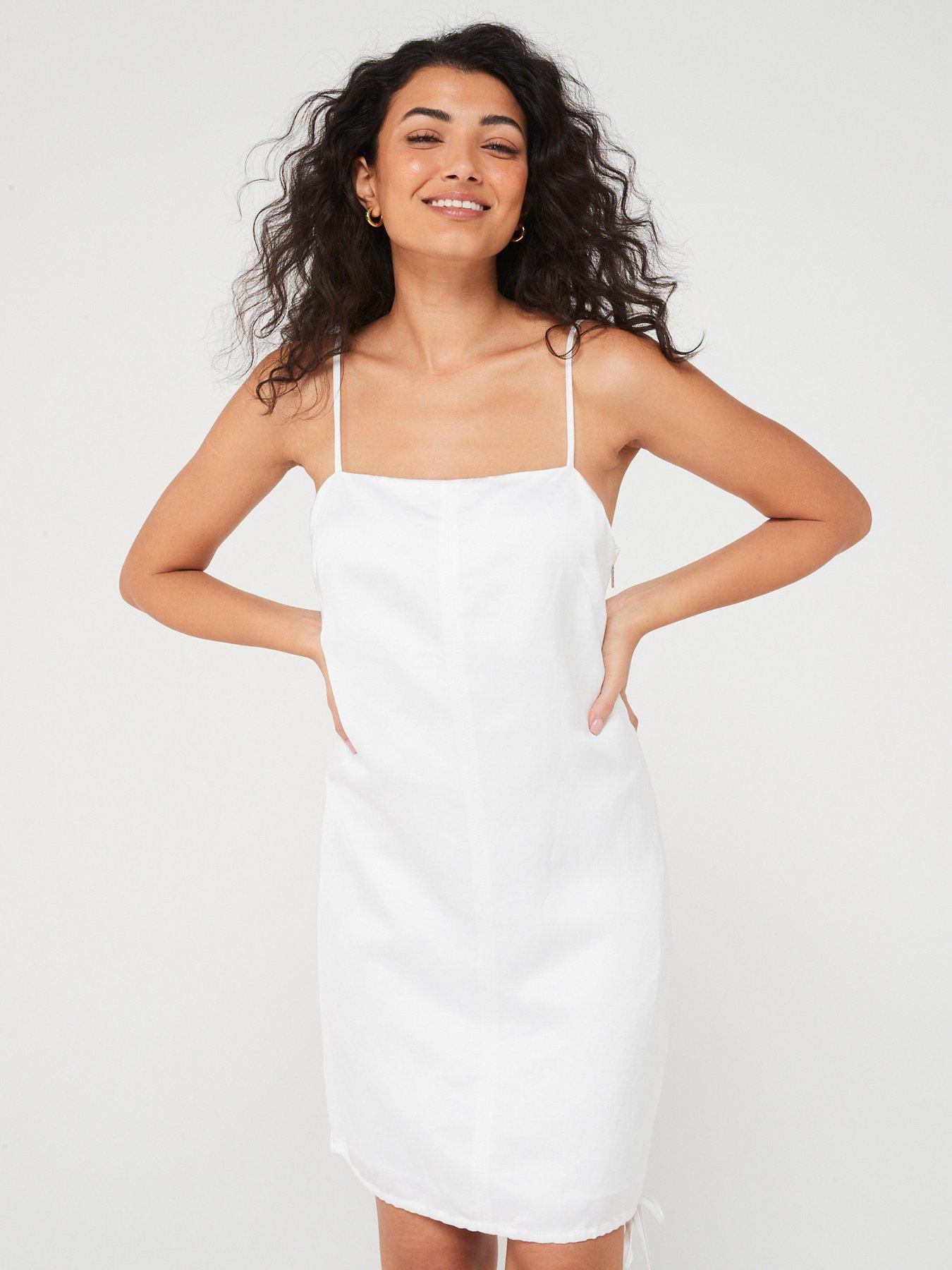 Calvin klein white slip shop dress