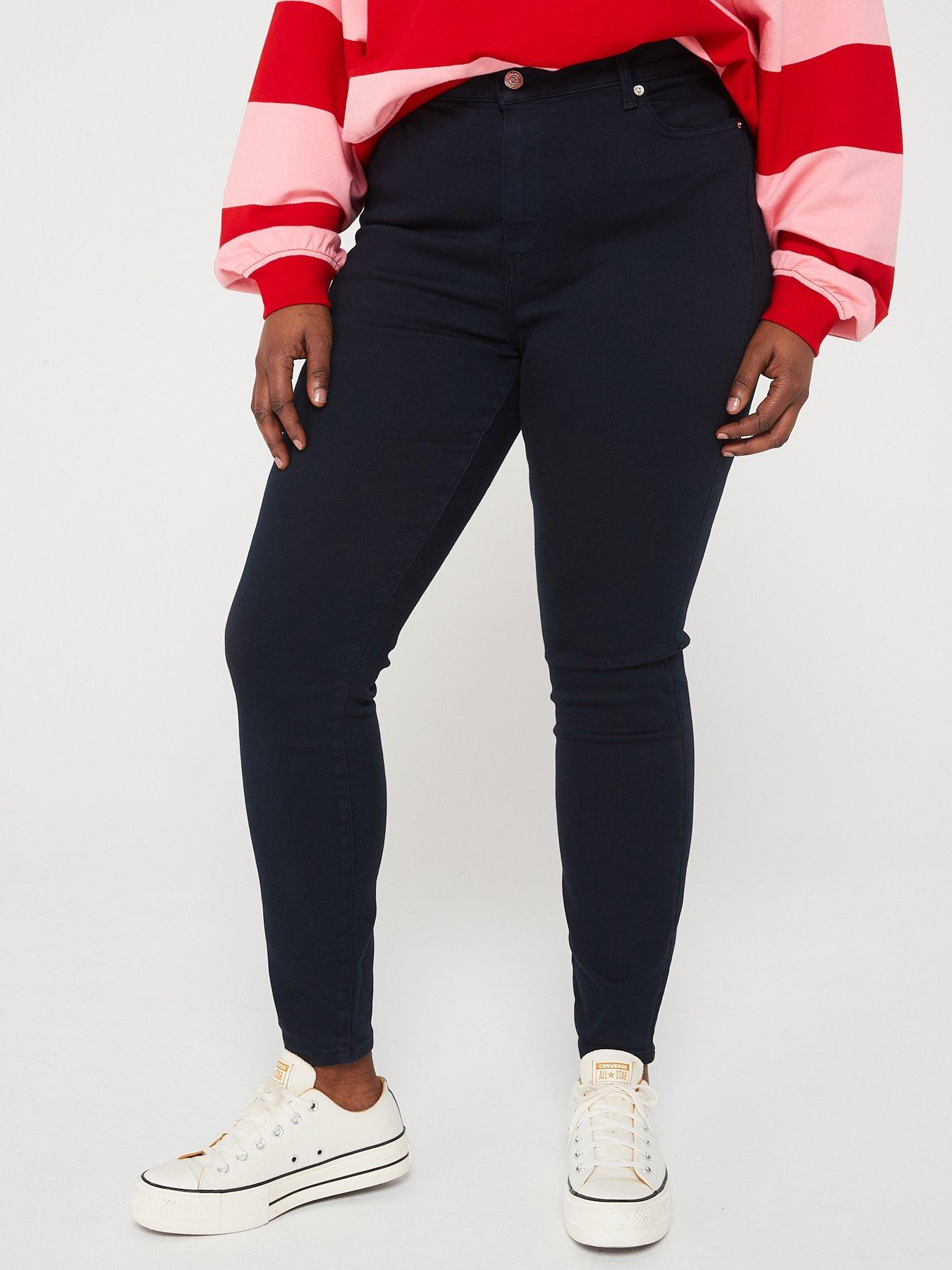 Plus Size High Waisted Skinny Jeans Navy