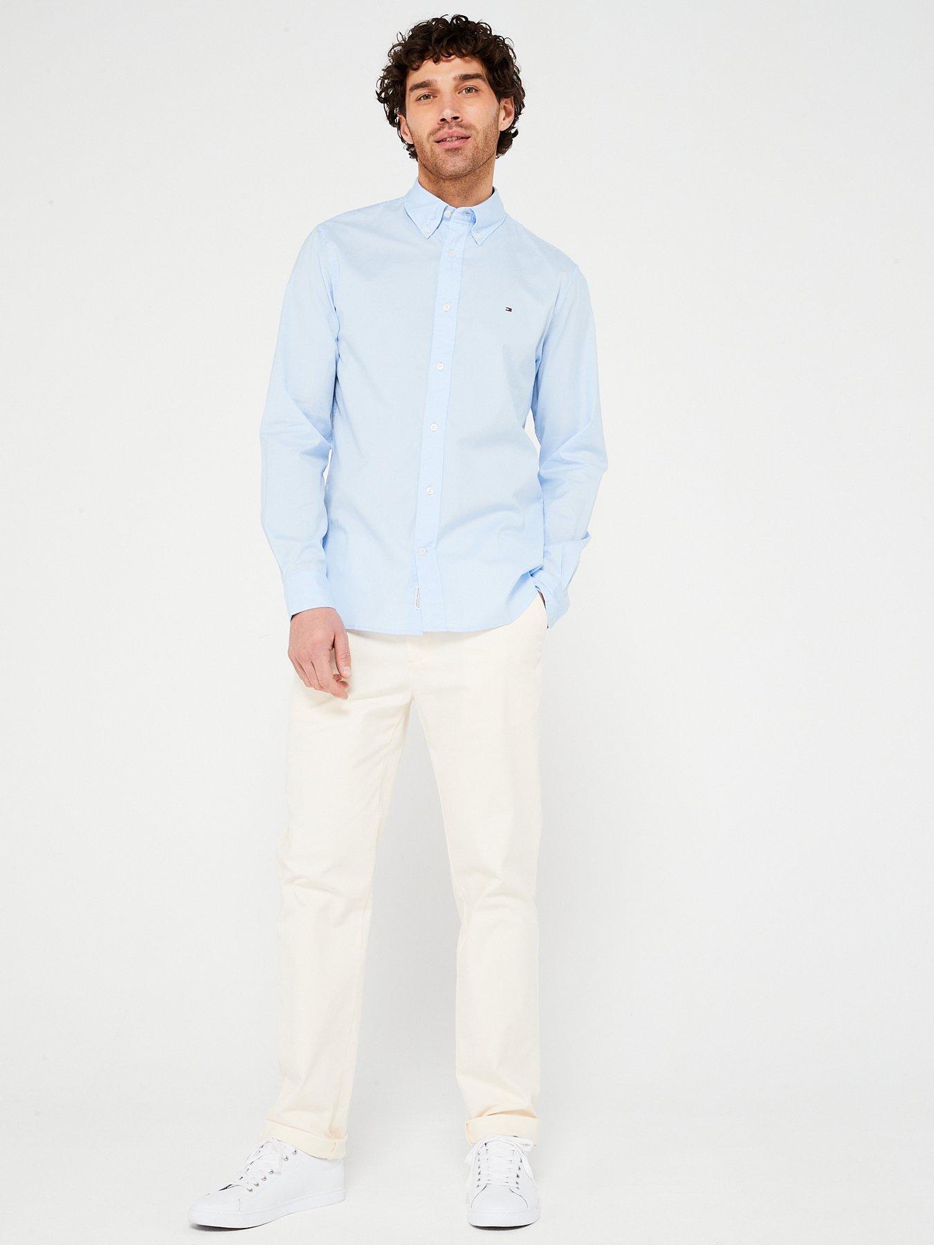 Tommy Hilfiger Flex Poplin Regular Fit Shirt - Light Blue | Very.co.uk