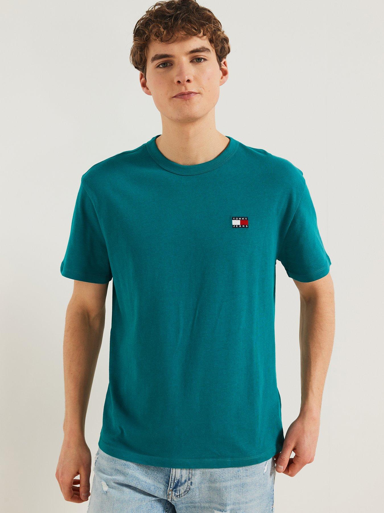 Tommy Jeans Regular Fit Badge T-shirt - Dark Green | Very.co.uk