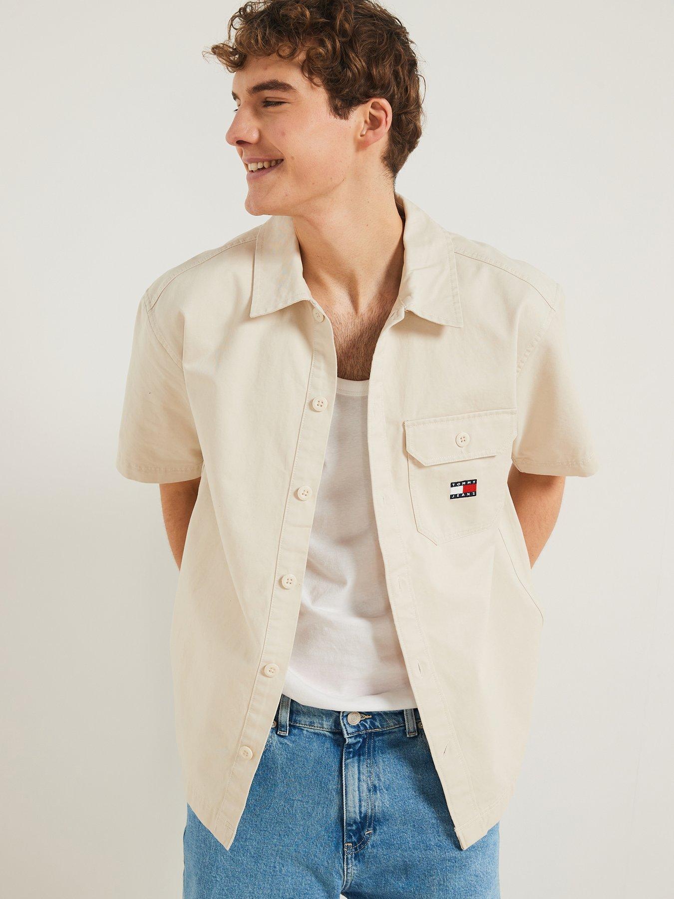 tommy-jeans-essential-solid-short-sleeve-overshirt-beige