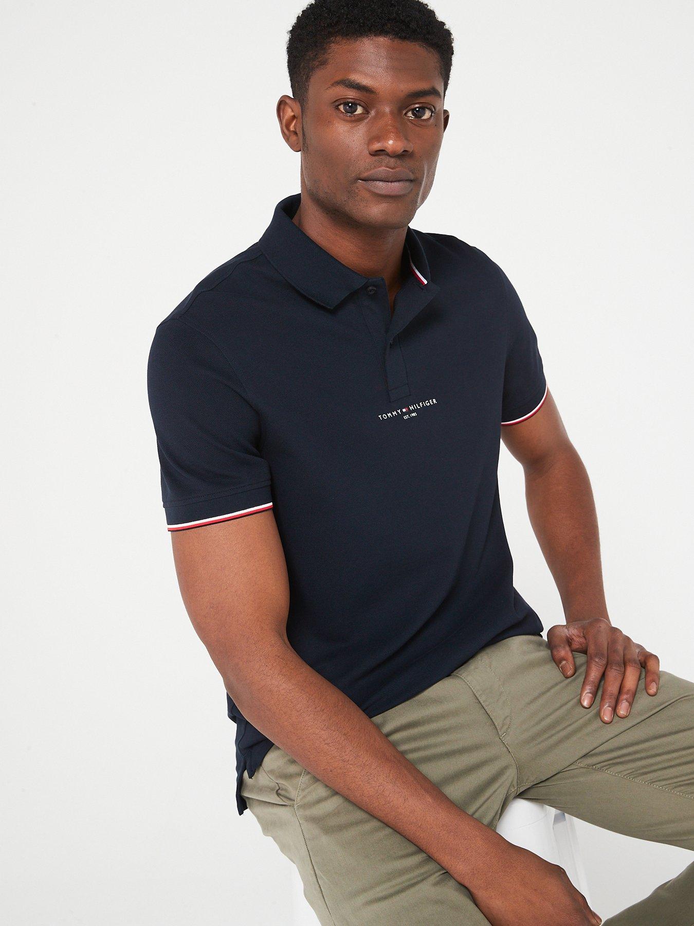 Tommy Hilfiger Logo Tipped Regular Fit Polo Shirt - Navy | Very.co.uk