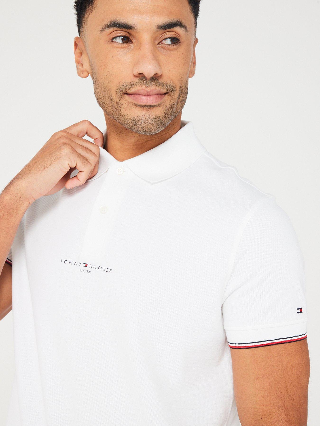 Tommy Hilfiger Logo Tipped Regular Fit Polo Shirt - White | Very.co.uk