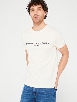 tommy hilfiger logo t-shirt - light natural