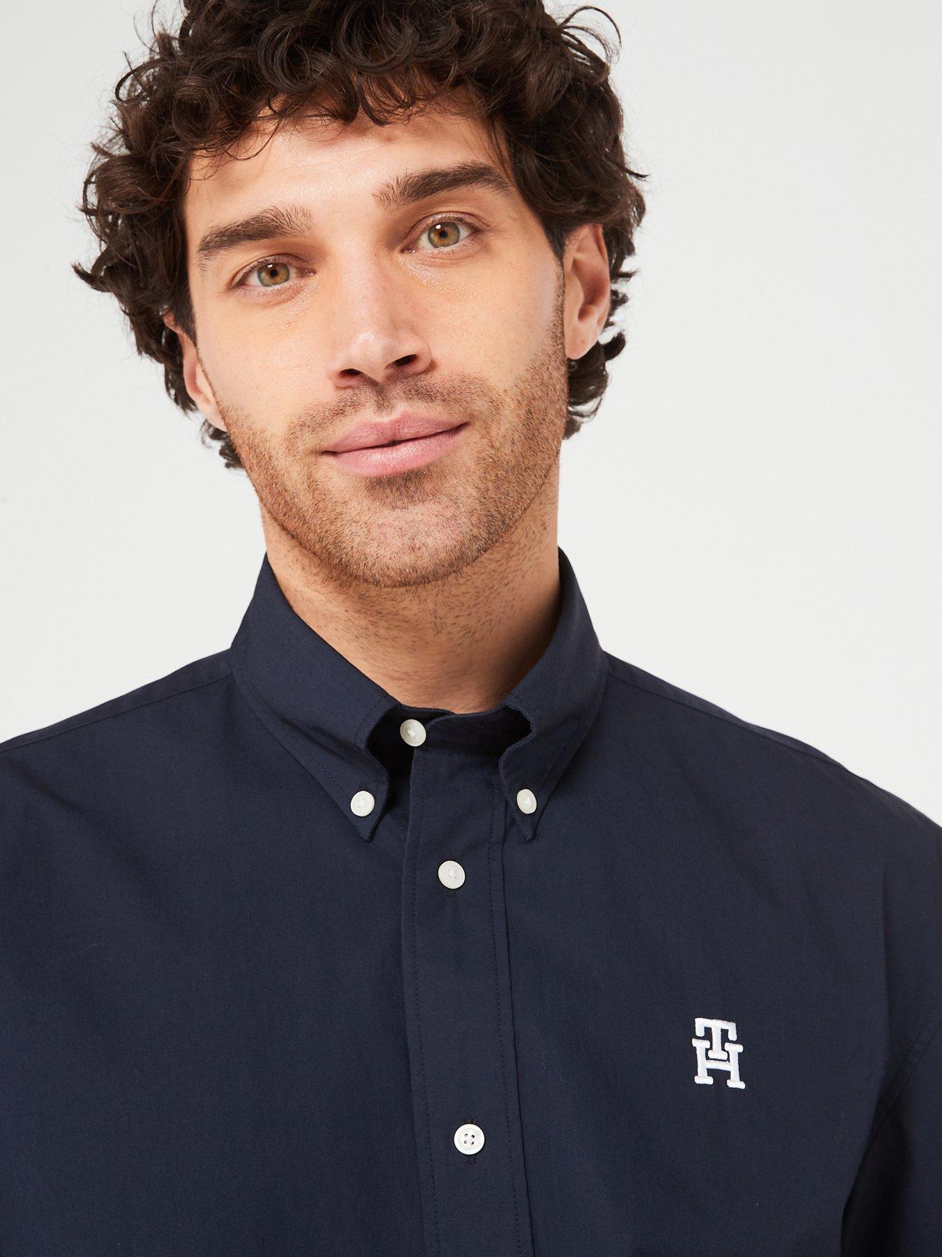 Tommy Hilfiger Monogram Solid Short Sleeve Shirt - Navy | Very.co.uk