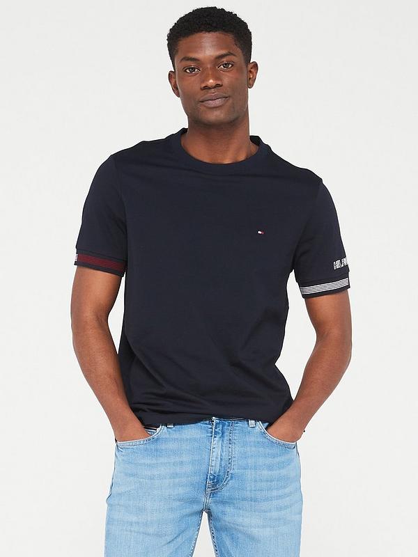 Tommy Hilfiger Flag Cuff T-shirt - Navy | Very.co.uk