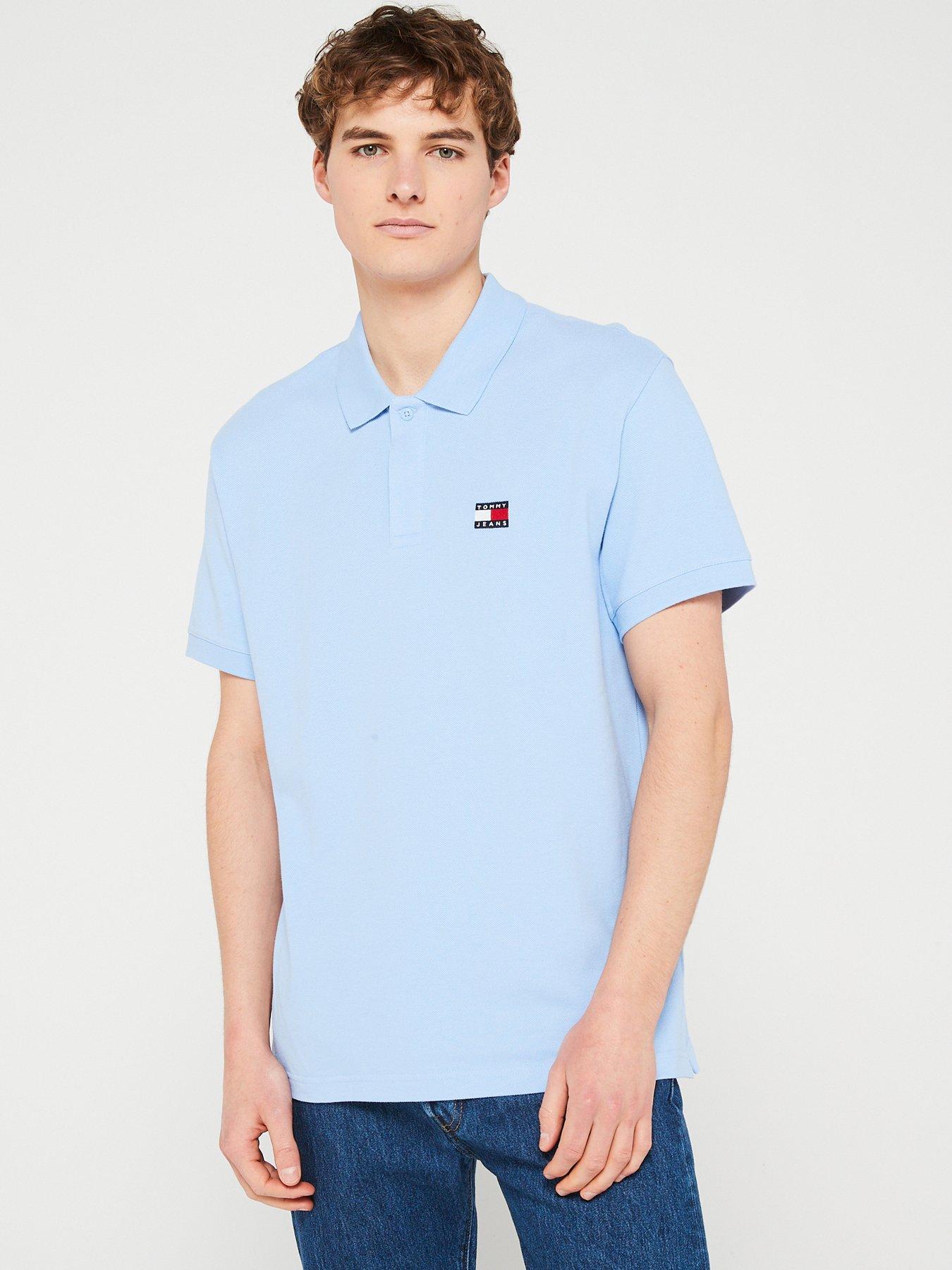 Tommy Jeans Regular Fit Badge Polo Shirt - Light Blue | Very.co.uk