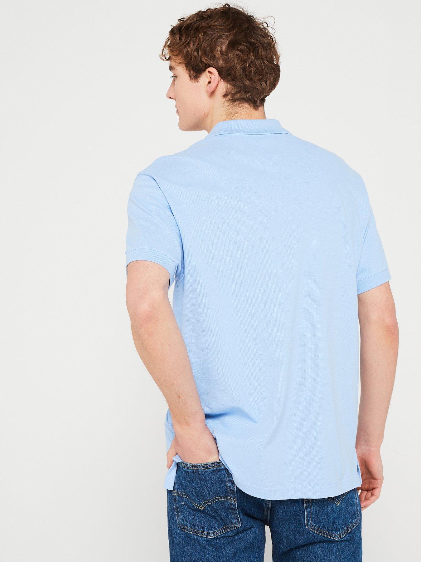 Tommy Jeans Regular Fit Badge Polo Shirt - Light Blue | Very.co.uk