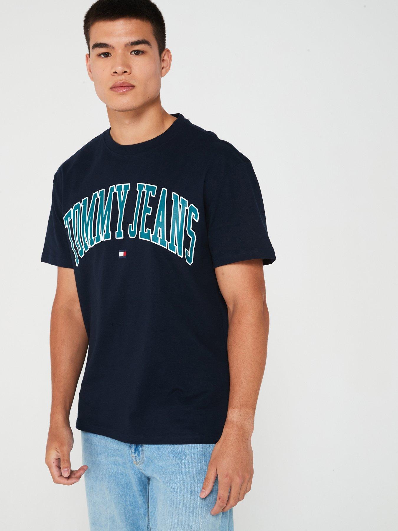 Tommy Jeans Regular Fit Popcolor Varsity T-shirt - Navy | Very.co.uk