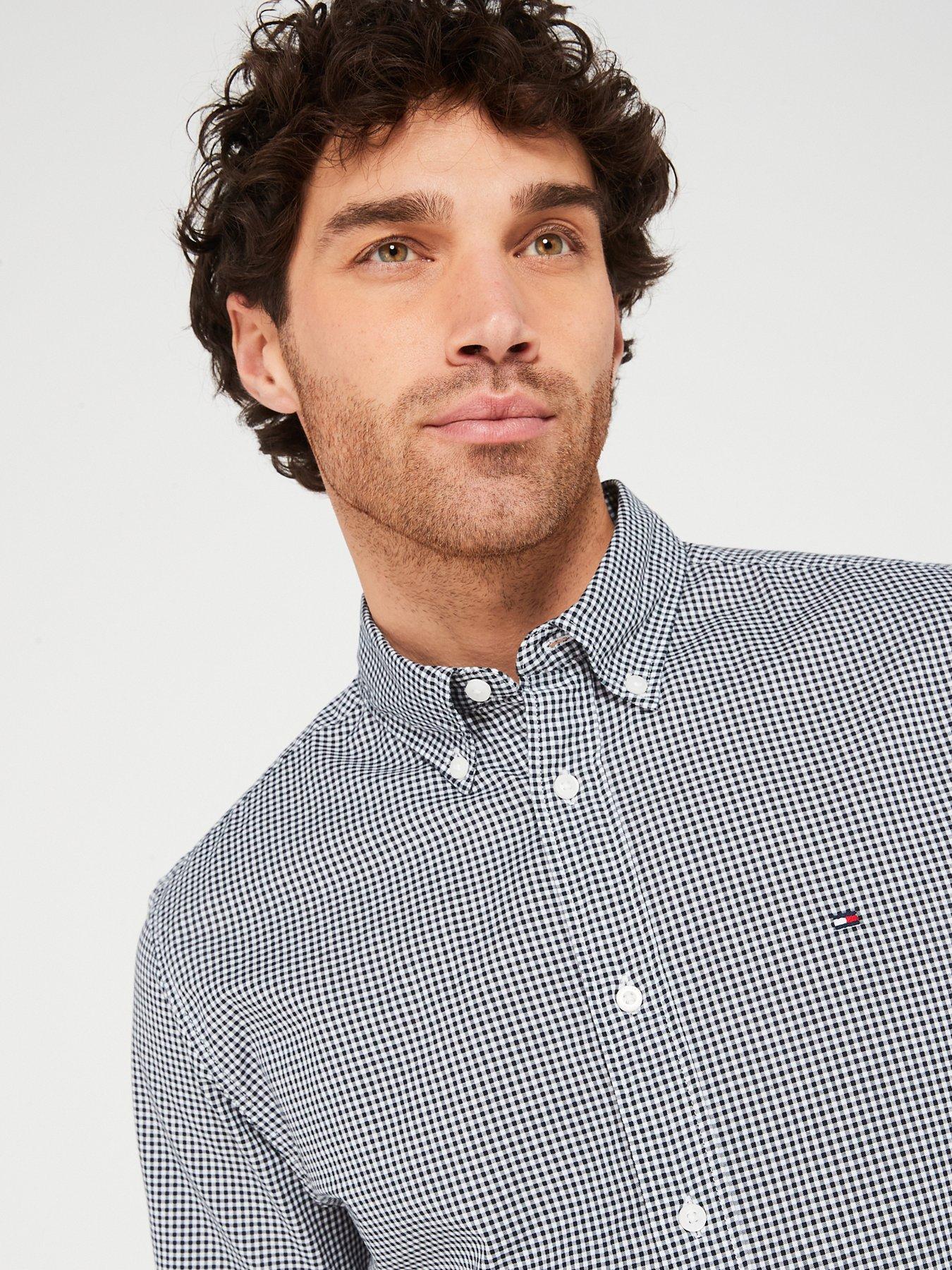 Tommy Hilfiger Flex Gingham Short Sleeve Regular Fit Shirt - Navy/White ...