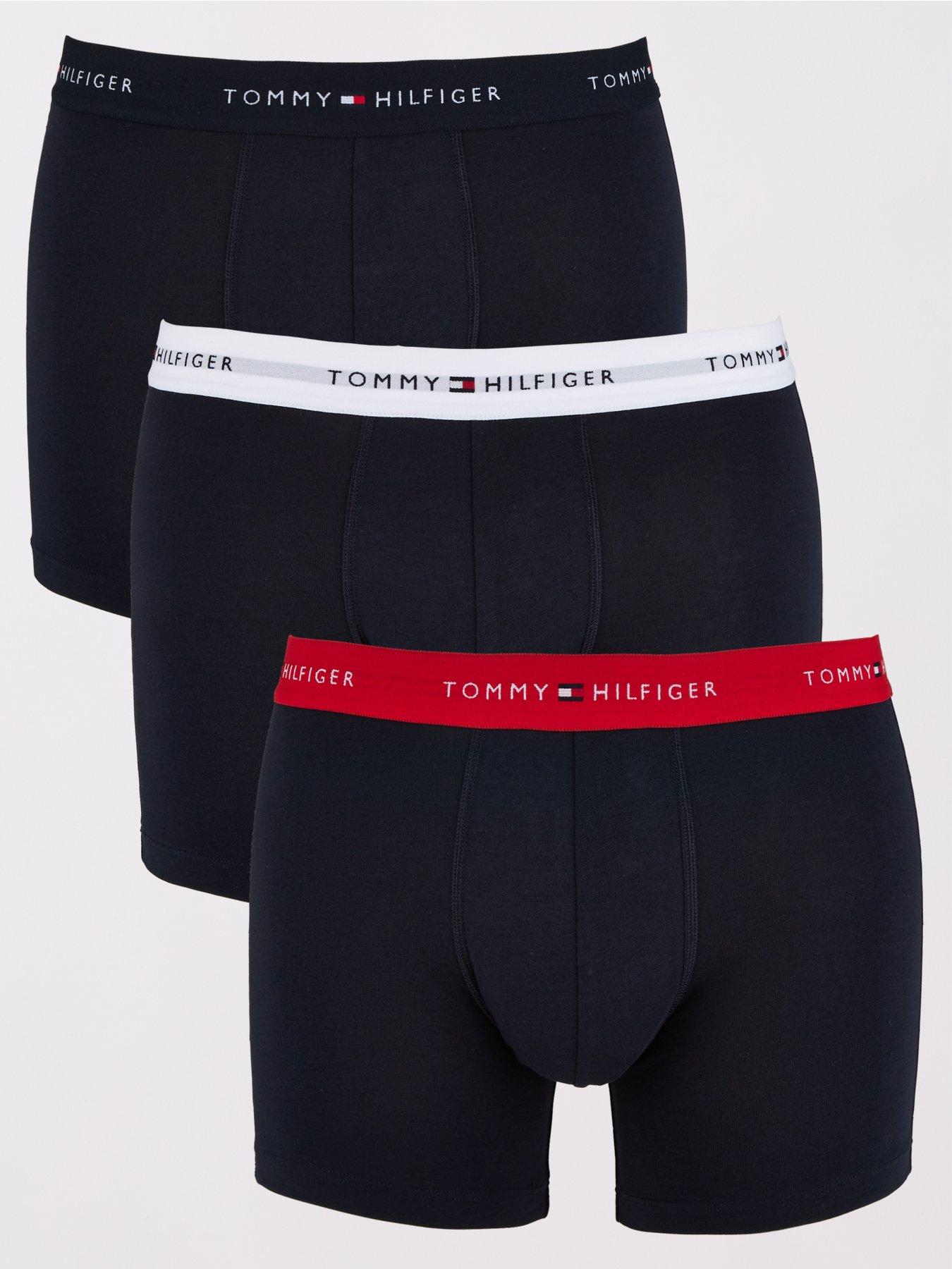 $53 Tommy Hilfiger Underwear Men Red Gray Fit Cotton Stretch Boxers 2 Pack  L