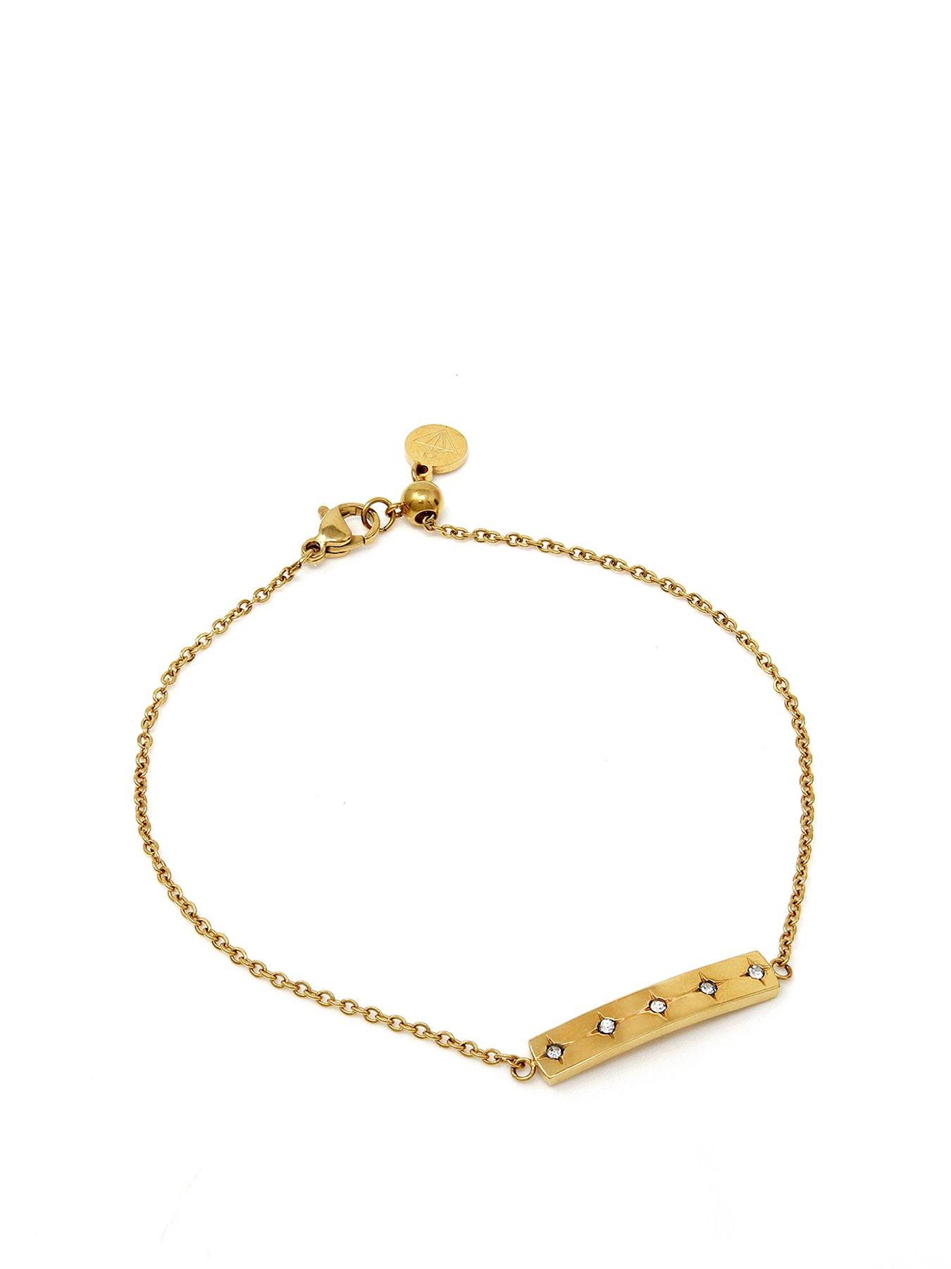 Product photograph of Say It With Gold Adjustable Star Bracelet from very.co.uk