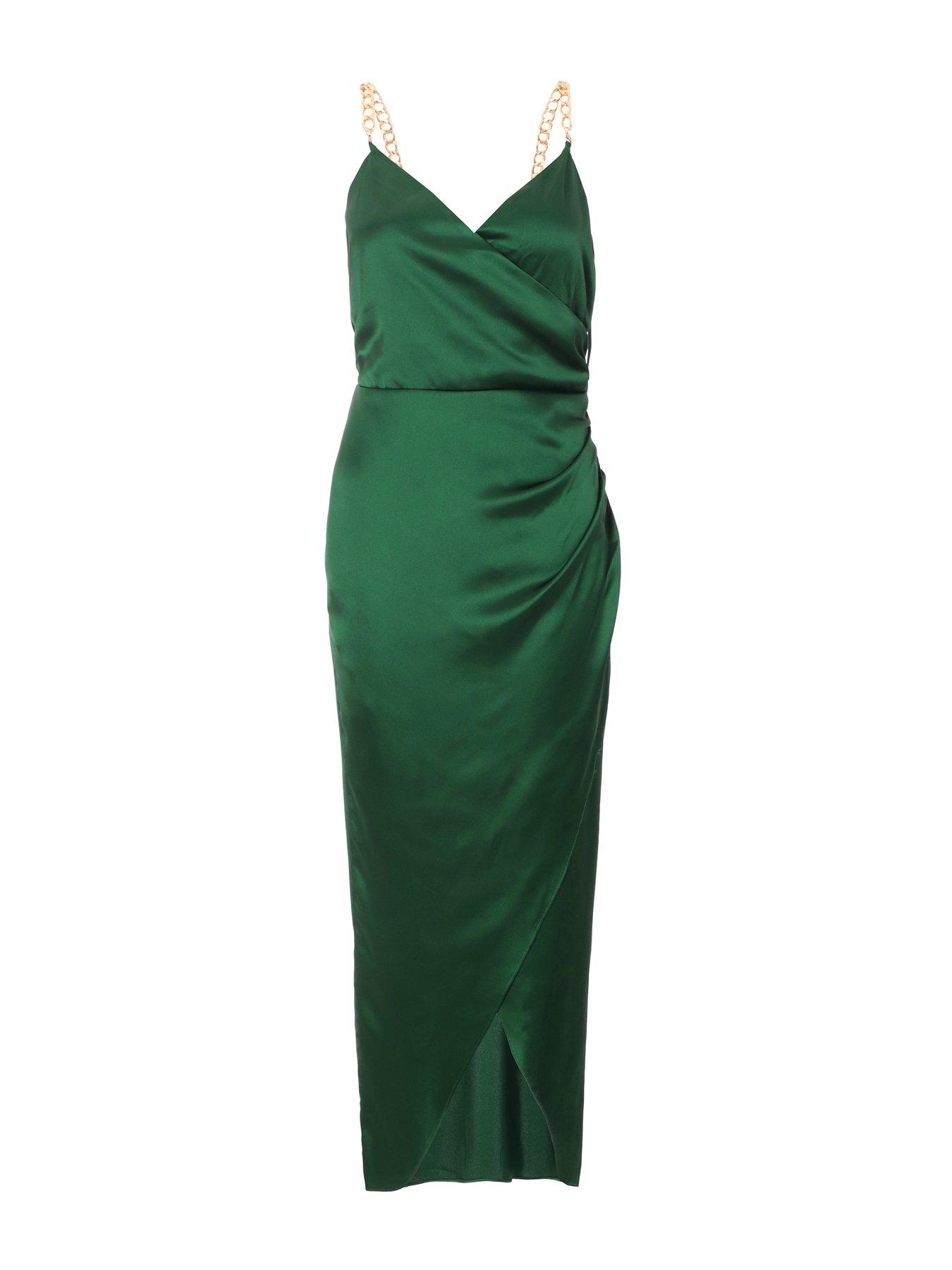 Resort Wear Bottle Green Satin Maxi
