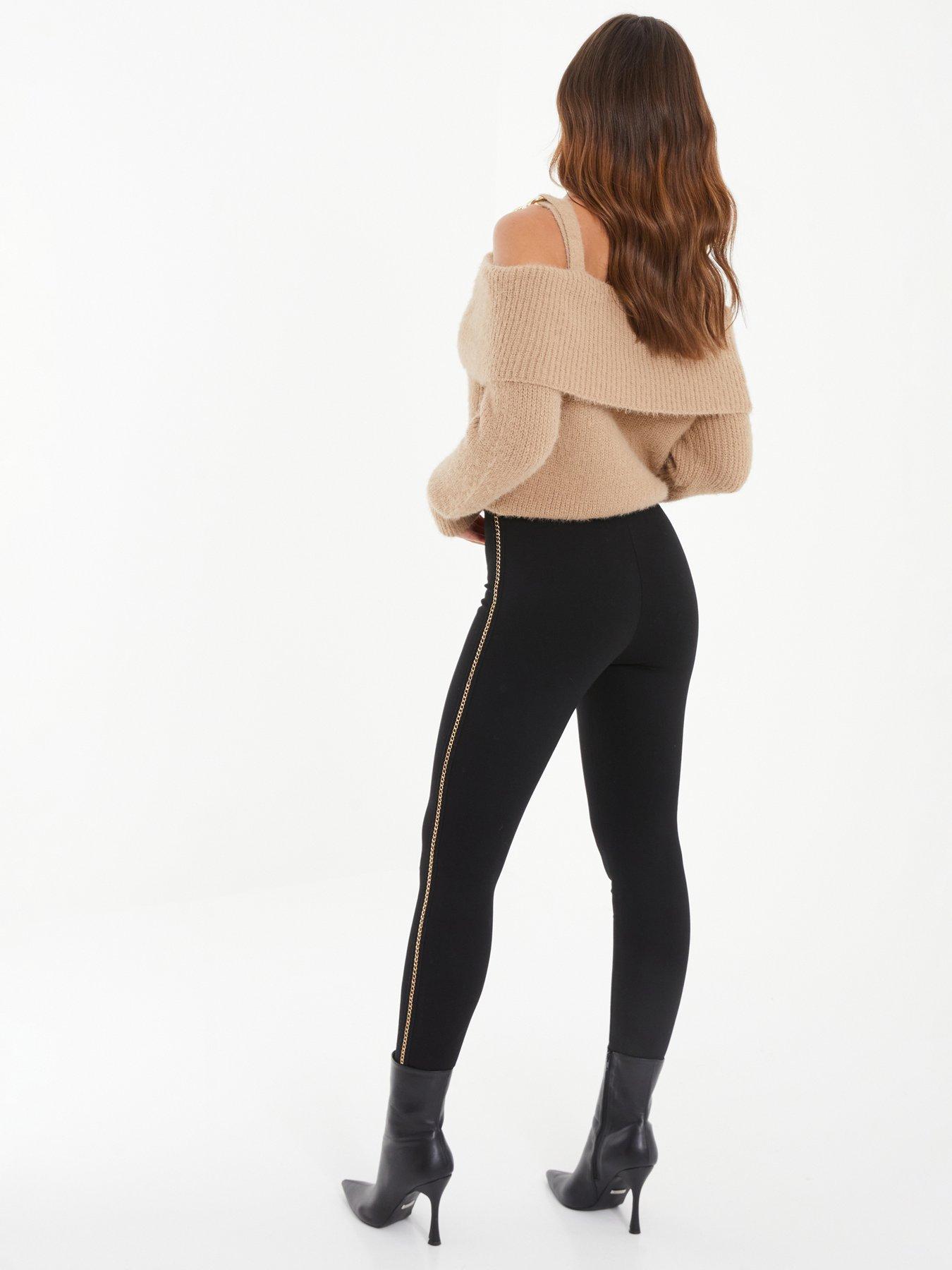 Quiz Black Chain Trim Leggings