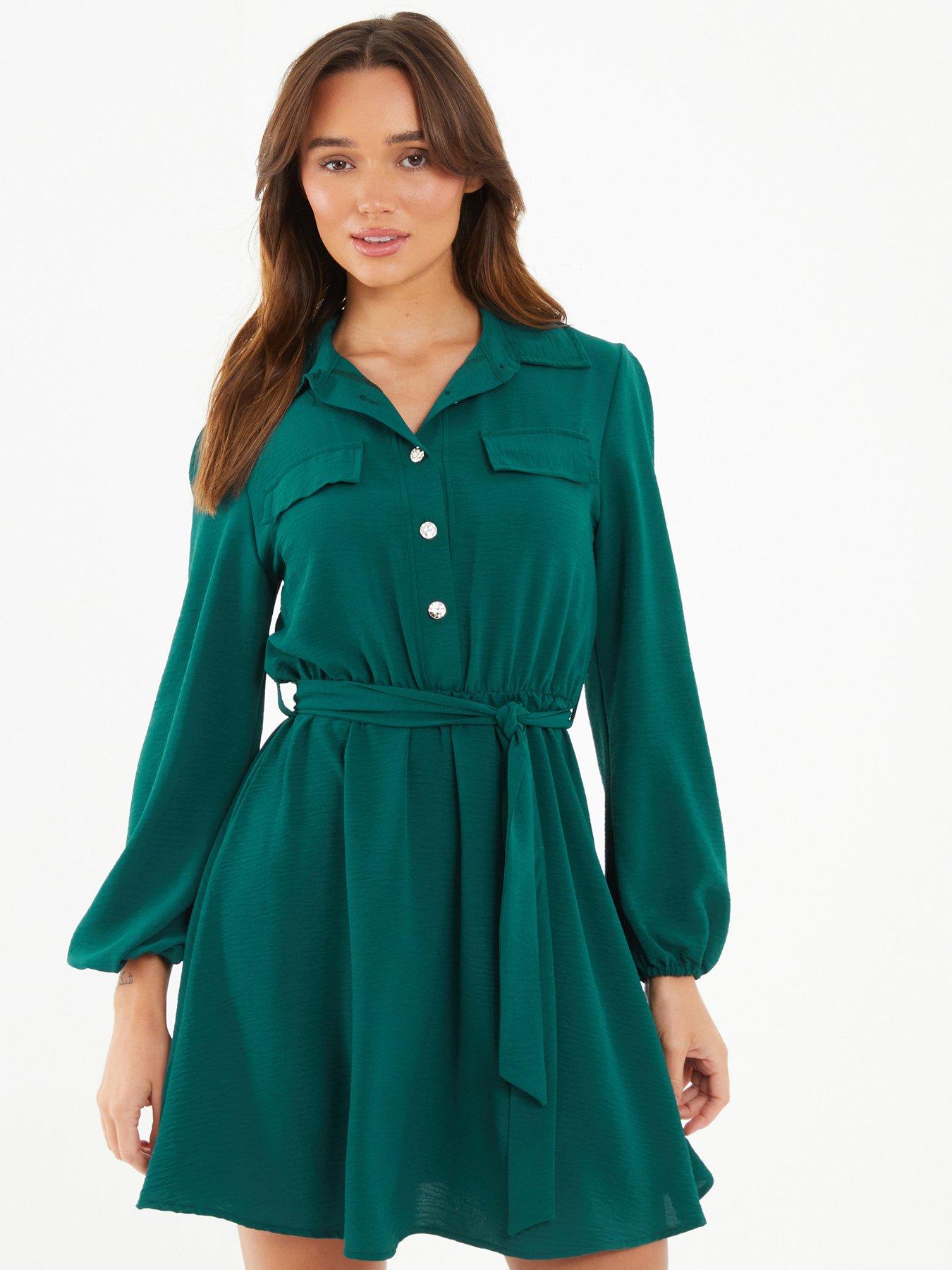 Bottle green shirt discount dress