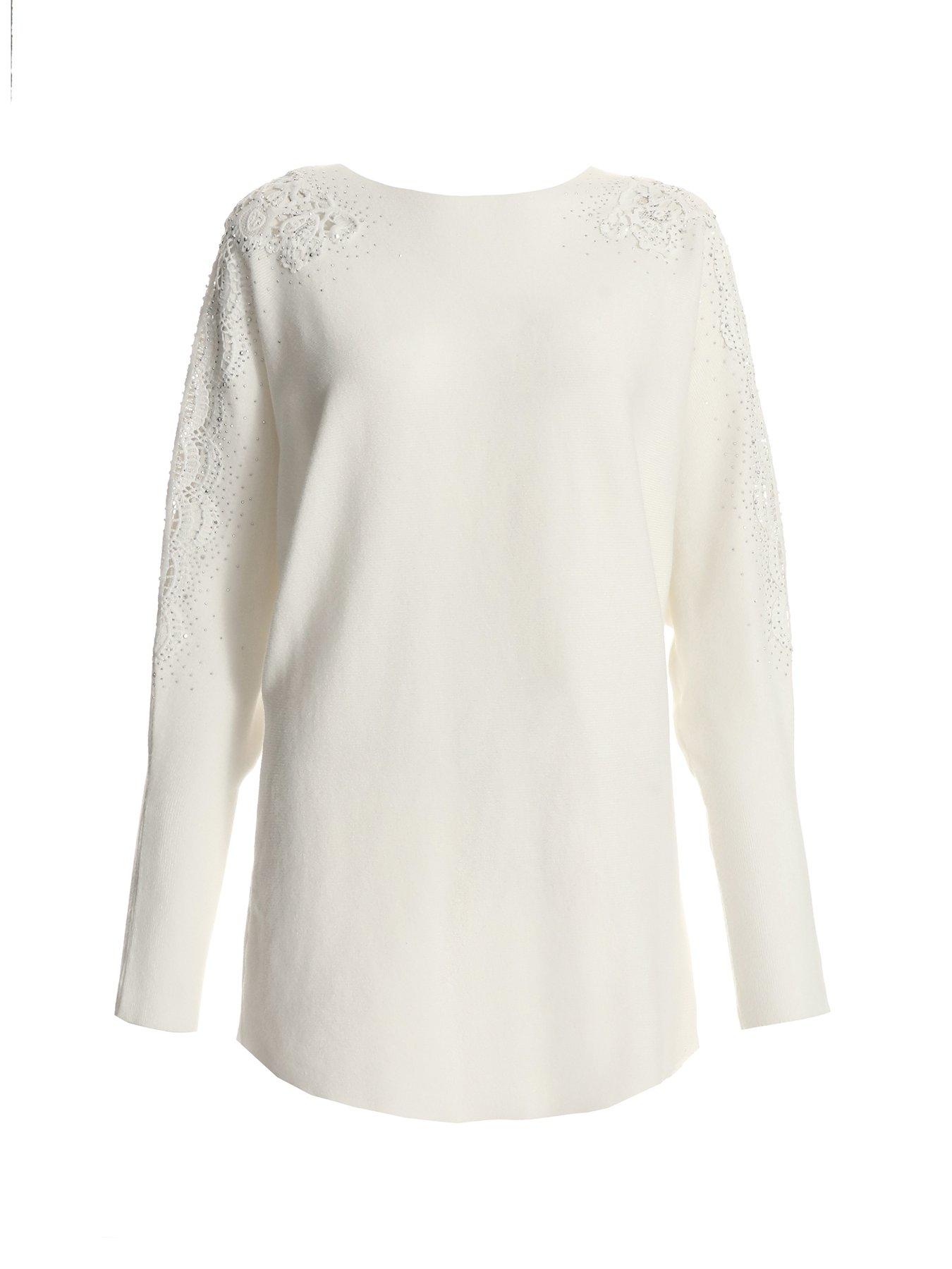 Quiz Cream Light Knit Embellished Jumper Very.co.uk