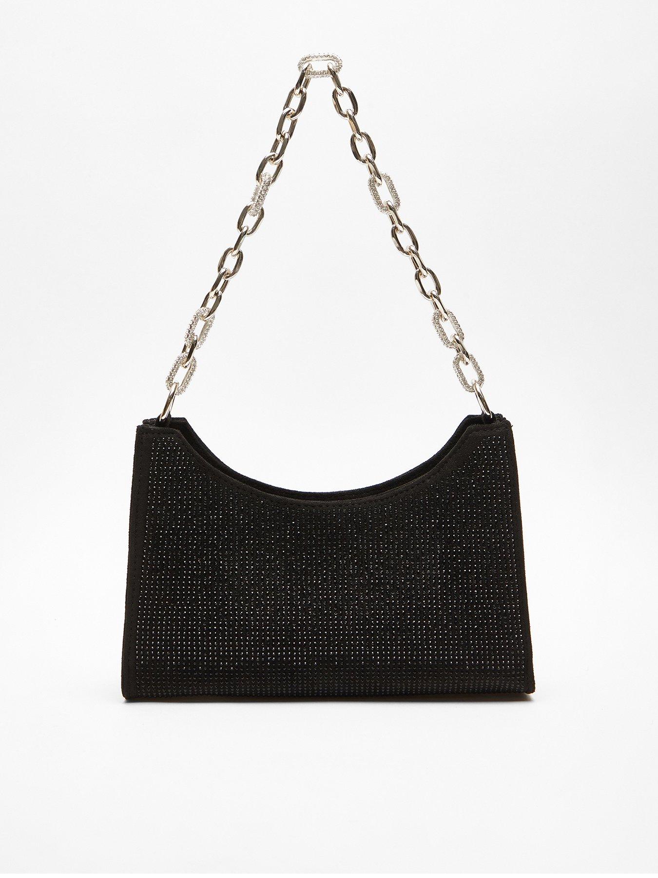 Black diamante bag hot sale