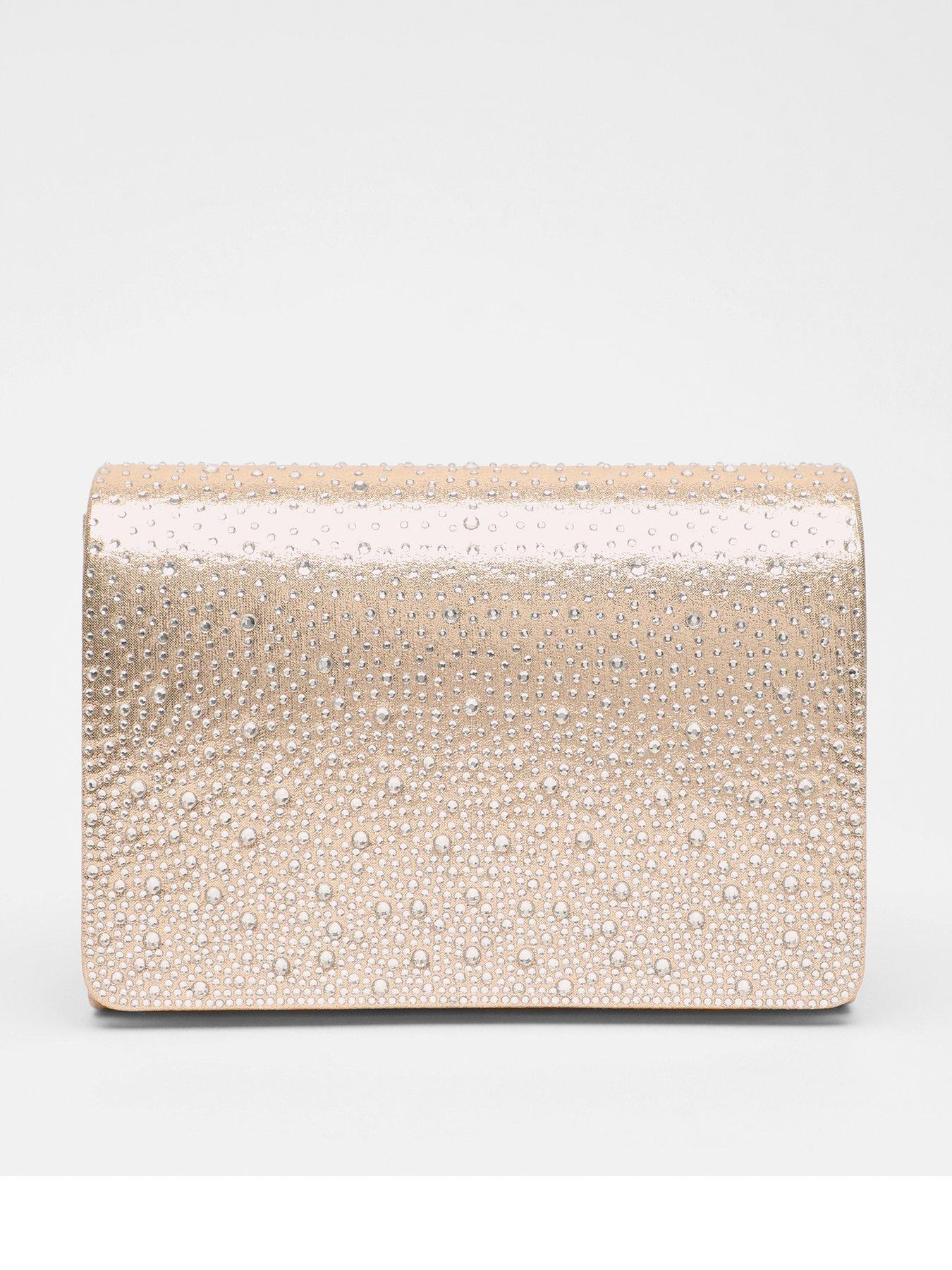 Quiz silver diamante hot sale clutch bag