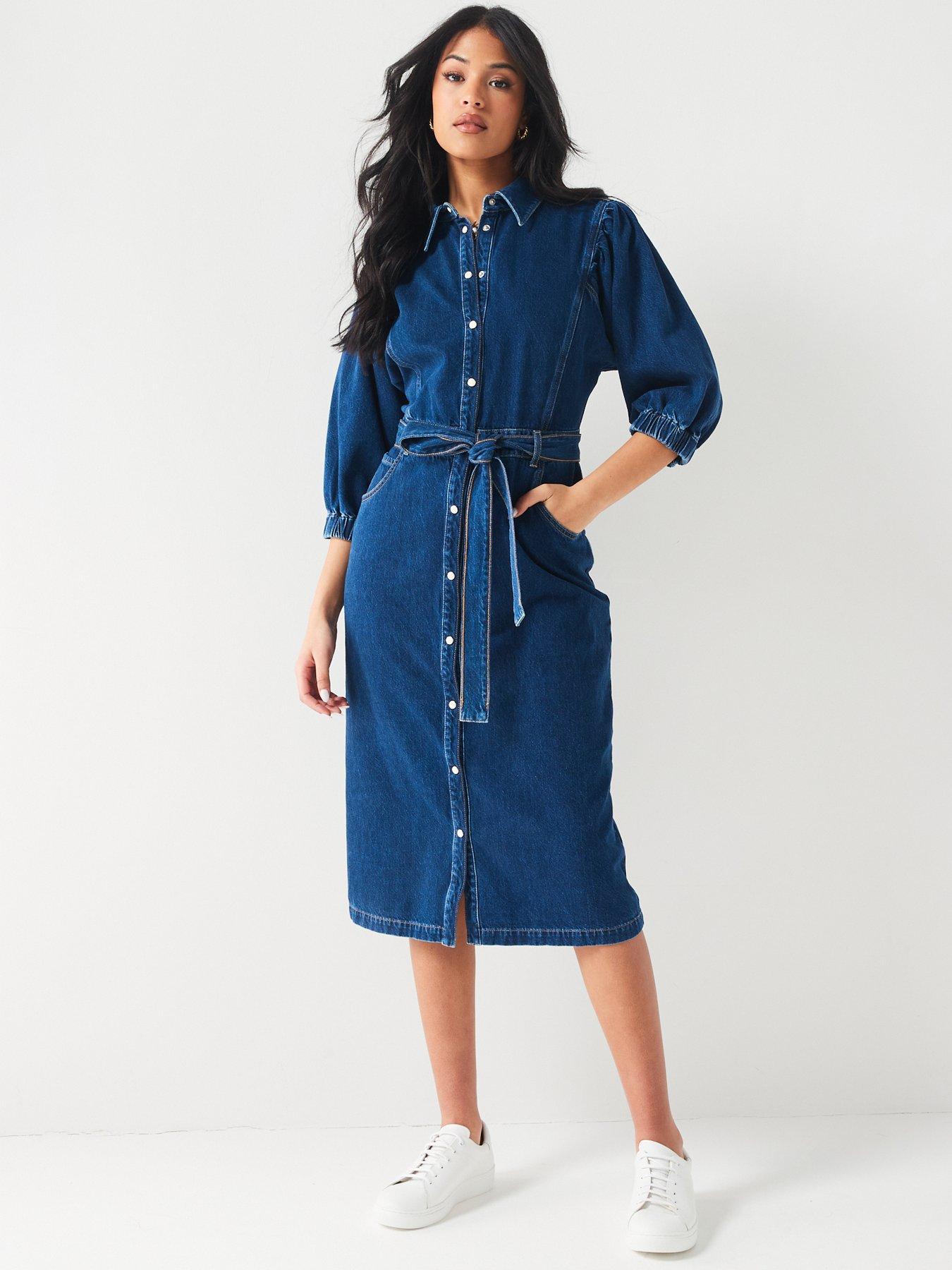 Denim midi shirt dress uk best sale