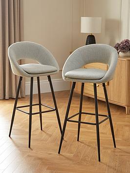 Product photograph of Very Home Pair Of Aurelia Bar Stools - Natural Black - Fsc Reg Certified from very.co.uk