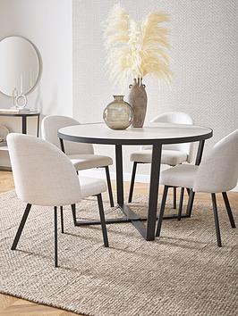 Product photograph of Michelle Keegan Home Cortes 120 Cm Ceramic Top Dining Table 4 Chairs from very.co.uk