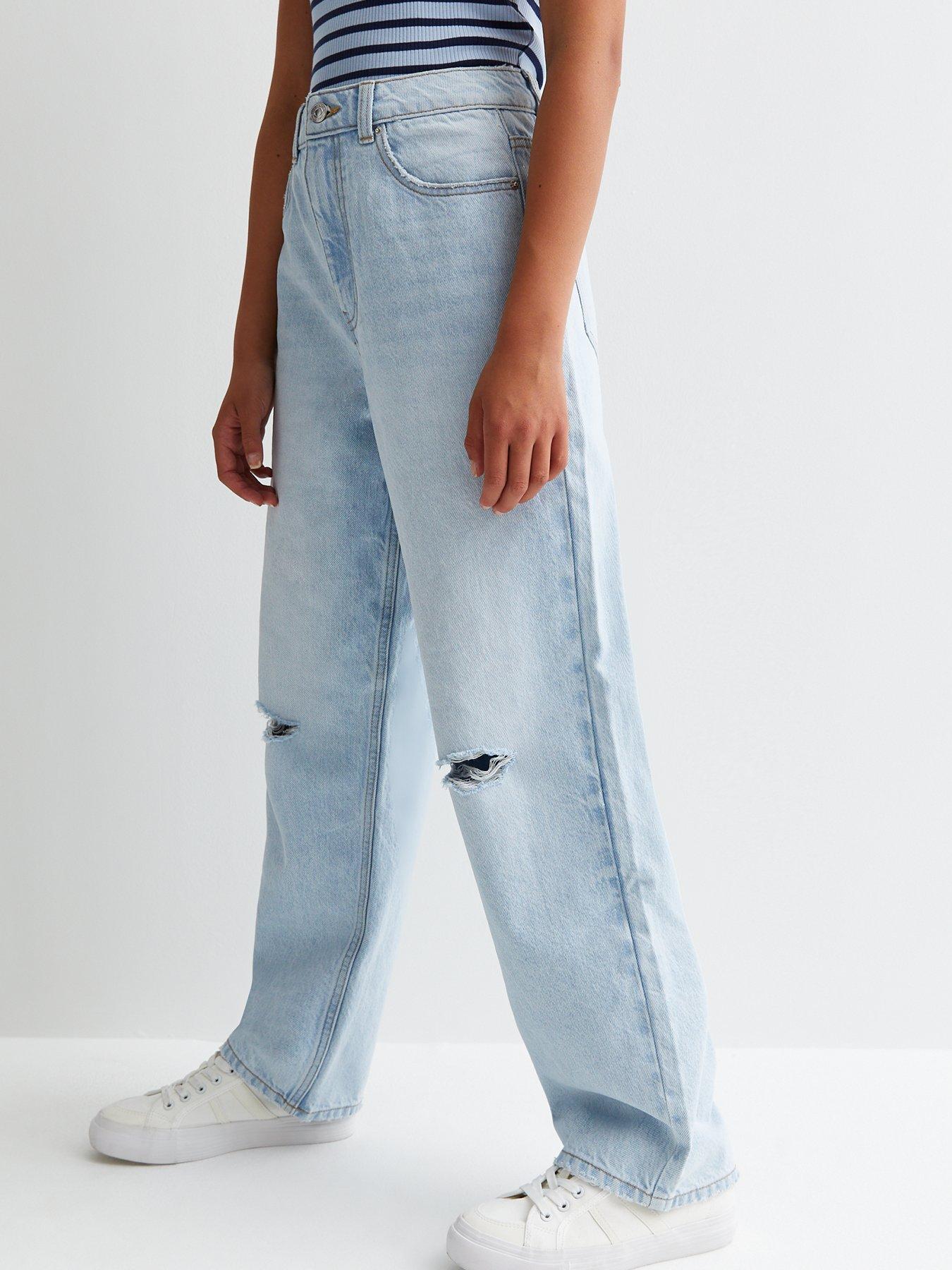 New Look 915 Girls Pale Blue Ripped Wide Leg Jeans | very.co.uk