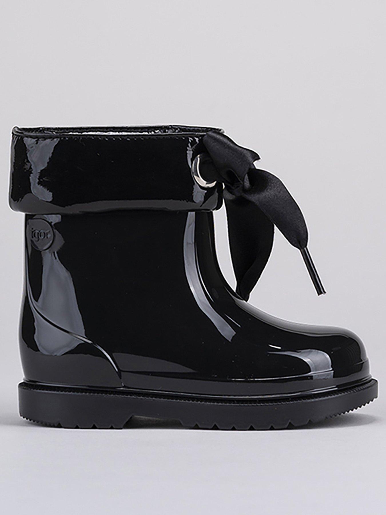 Image 1 of 4 of Igor Bimbi Lazo Bow Gloss Wellington Boot - Black