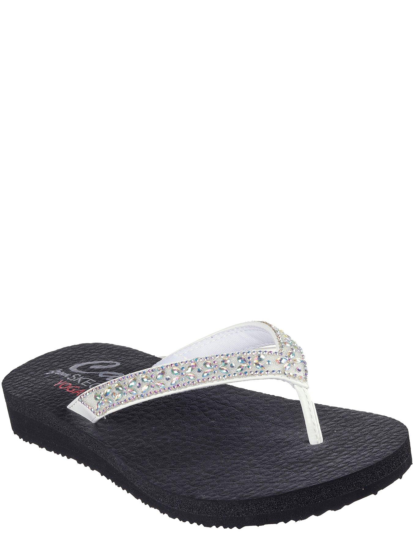 Skechers Meditation Butterfly Gem Thong Sandal - White | Very.co.uk