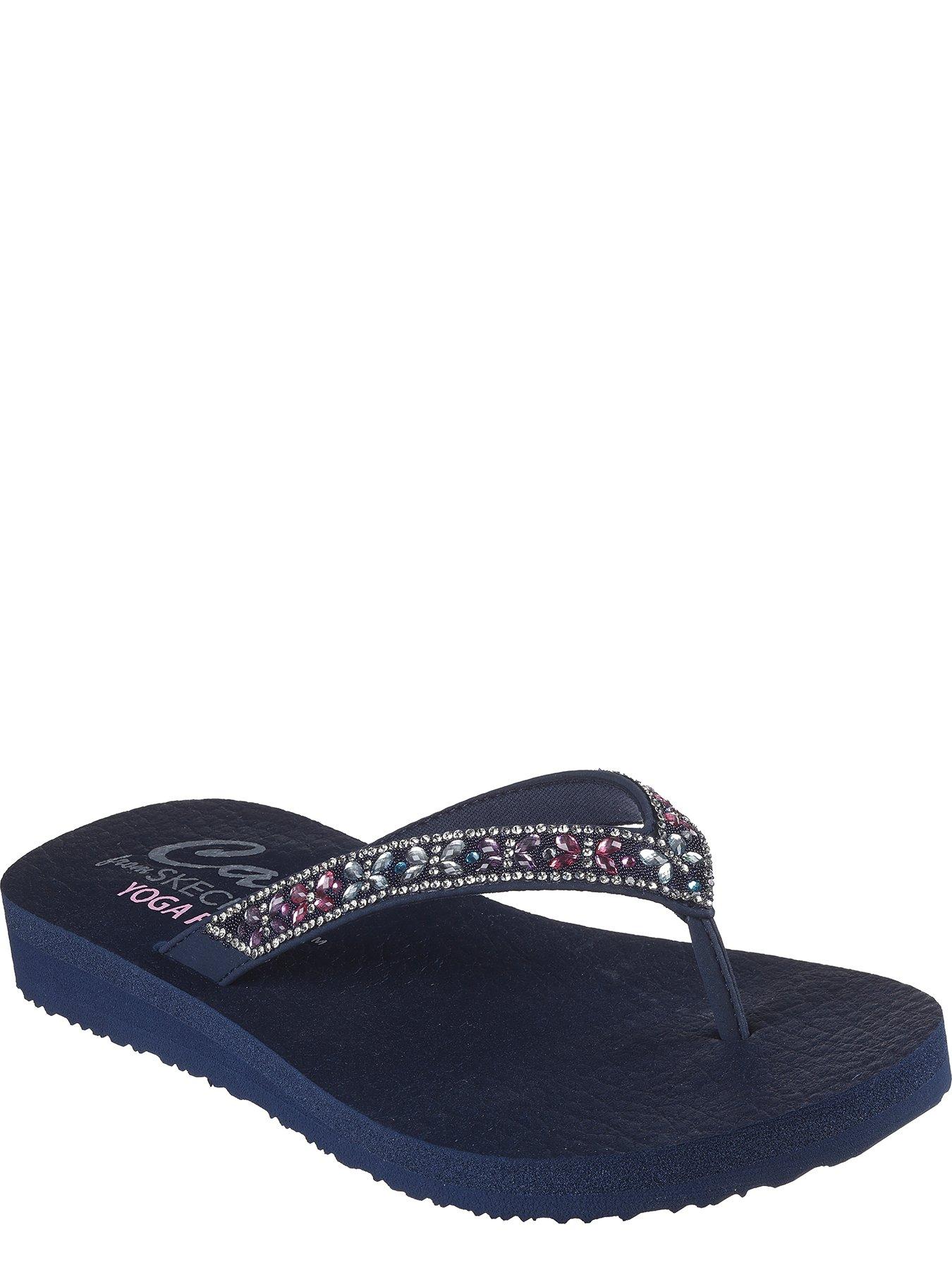 Skechers Meditation Butterfly Gem Thong Sandal - Navy | Very.co.uk