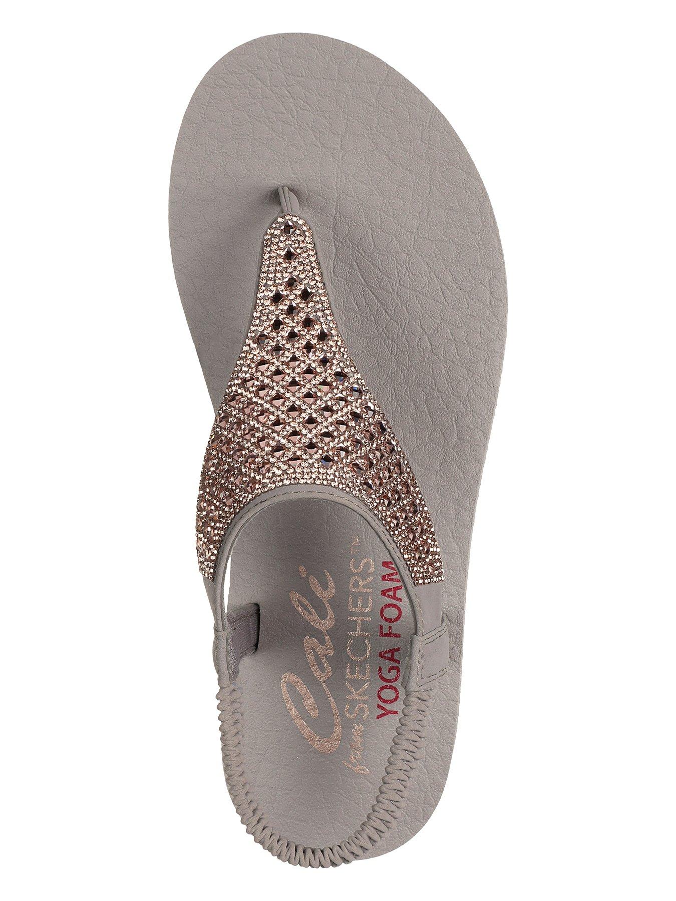 Skechers Meditation Square Rhinestone Sling Back Sandals - Taupe | Very ...